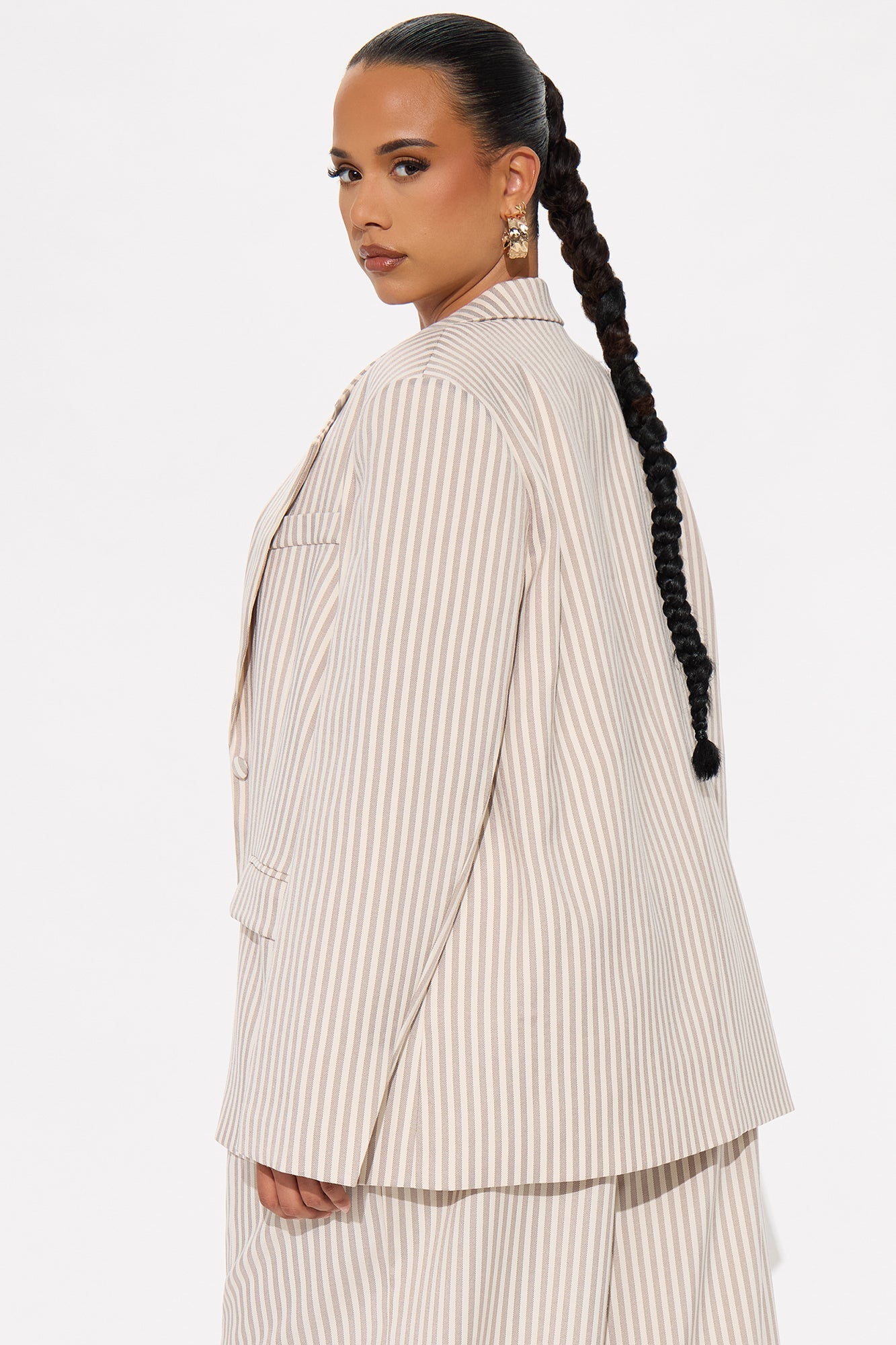 Nara Twill Striped Blazer - Tan/Multi