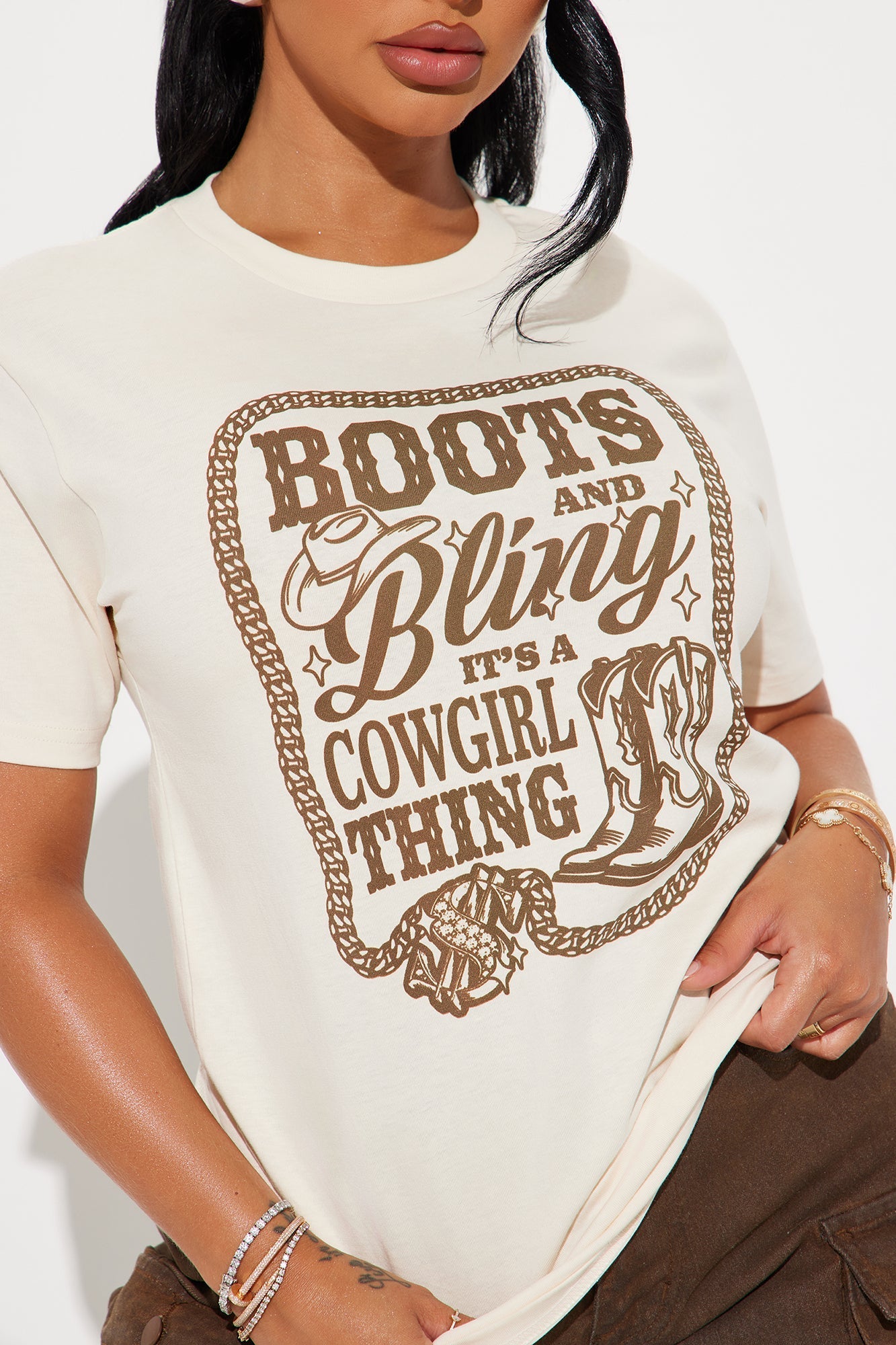 Boots And Bling Cowgirl Thing Tee - Off White