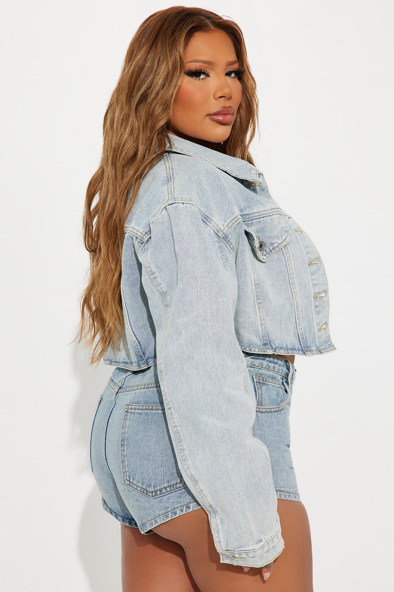 Can't Move On Cropped Denim Jacket - Light Wash