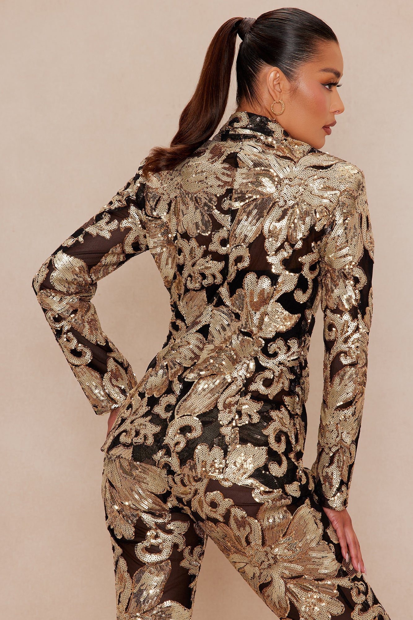 Miranda Sequin Blazer - Black/Gold