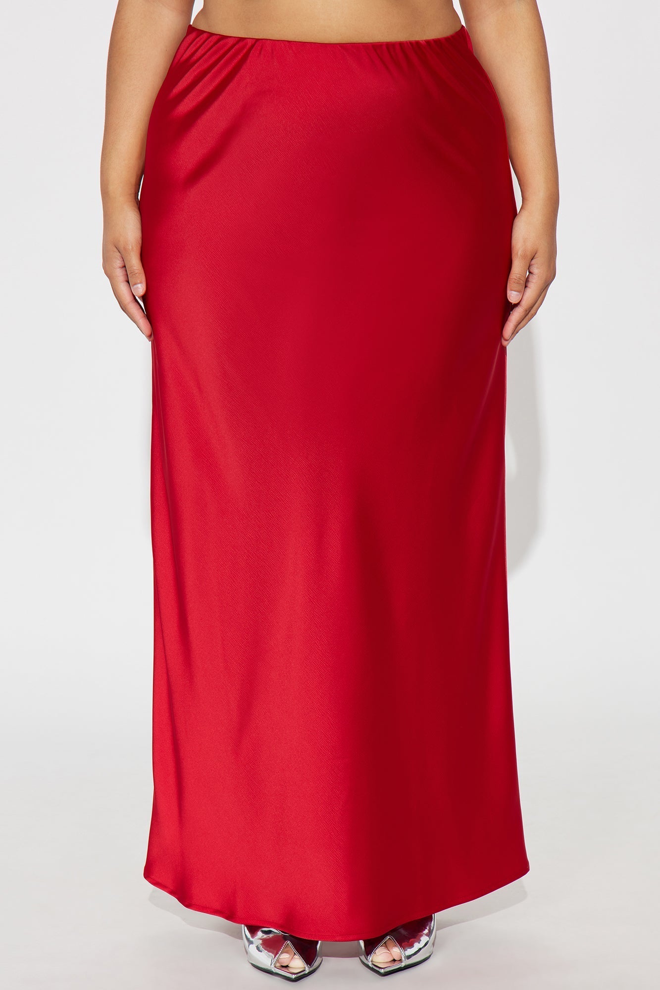 Brunch to GNO Satin Maxi Skirt - Red