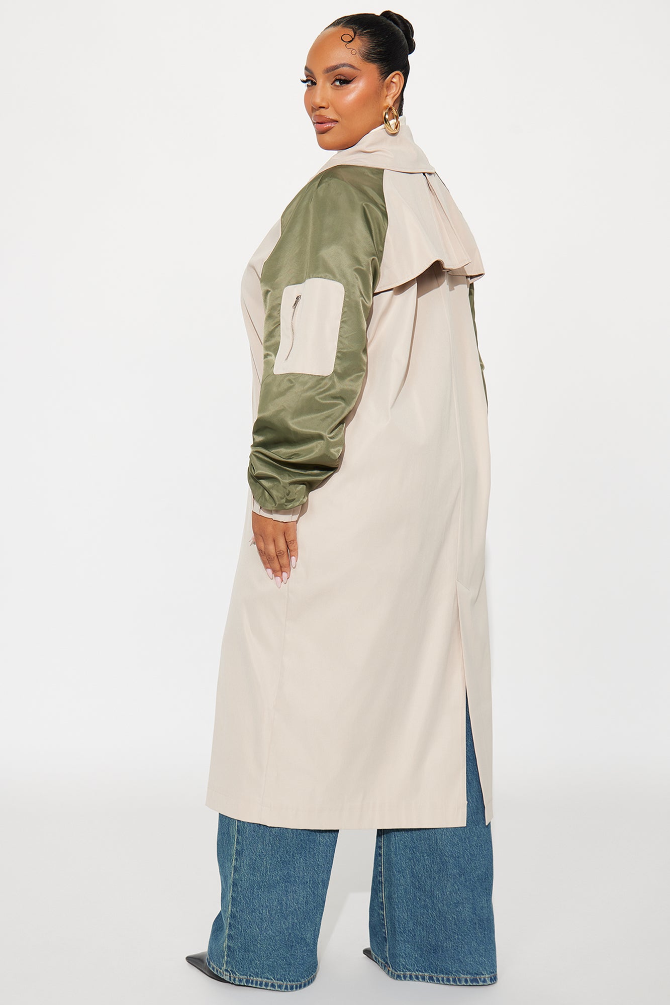 So Caught Up Trench Coat - Khaki/combo