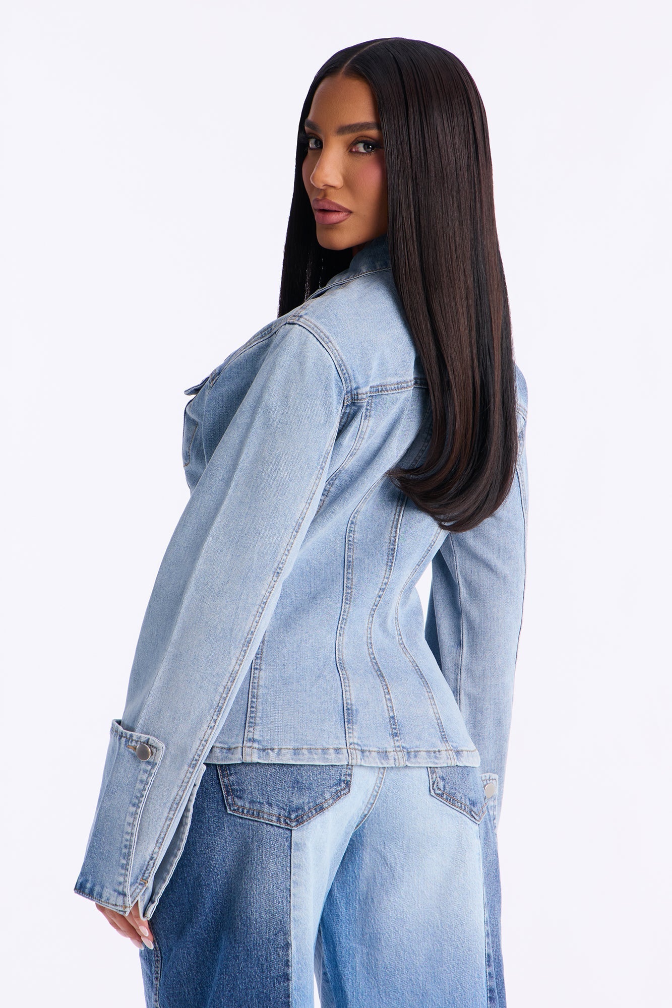 Khloe Cuffed Denim Shacket - Light Wash