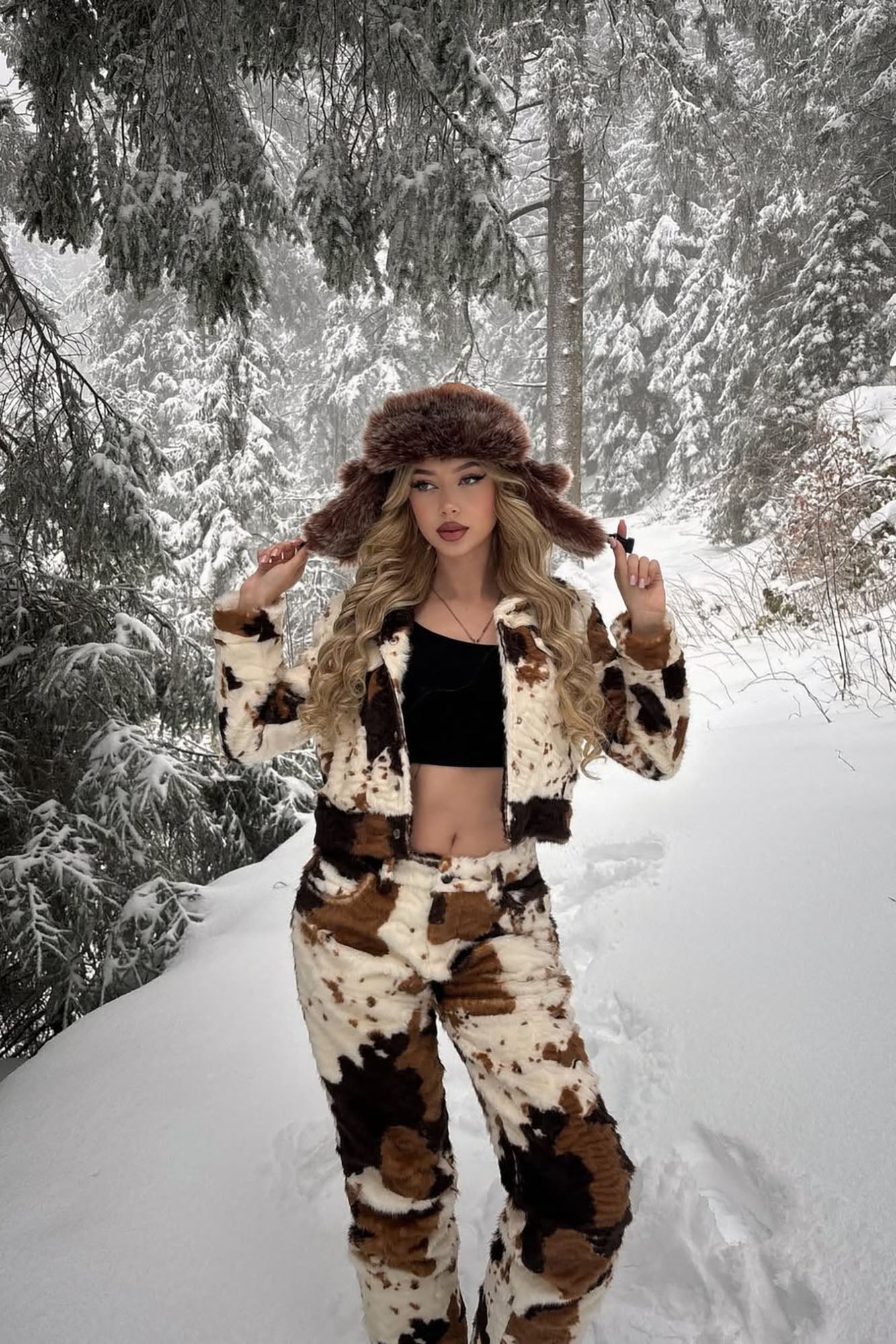 Natural Habitat Faux Fur Jacket - Cream/combo