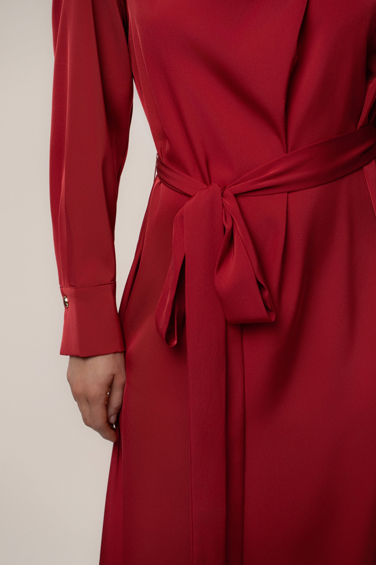 Red Victoria Satin Maxi Dress