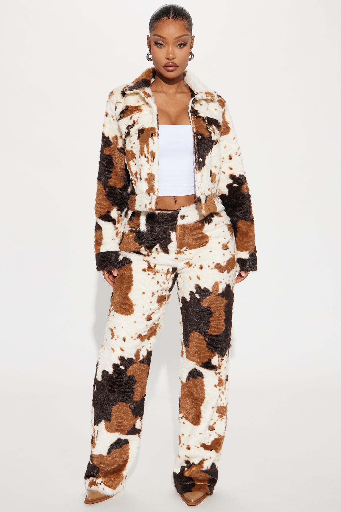 Natural Habitat Faux Fur Jacket - Cream/combo