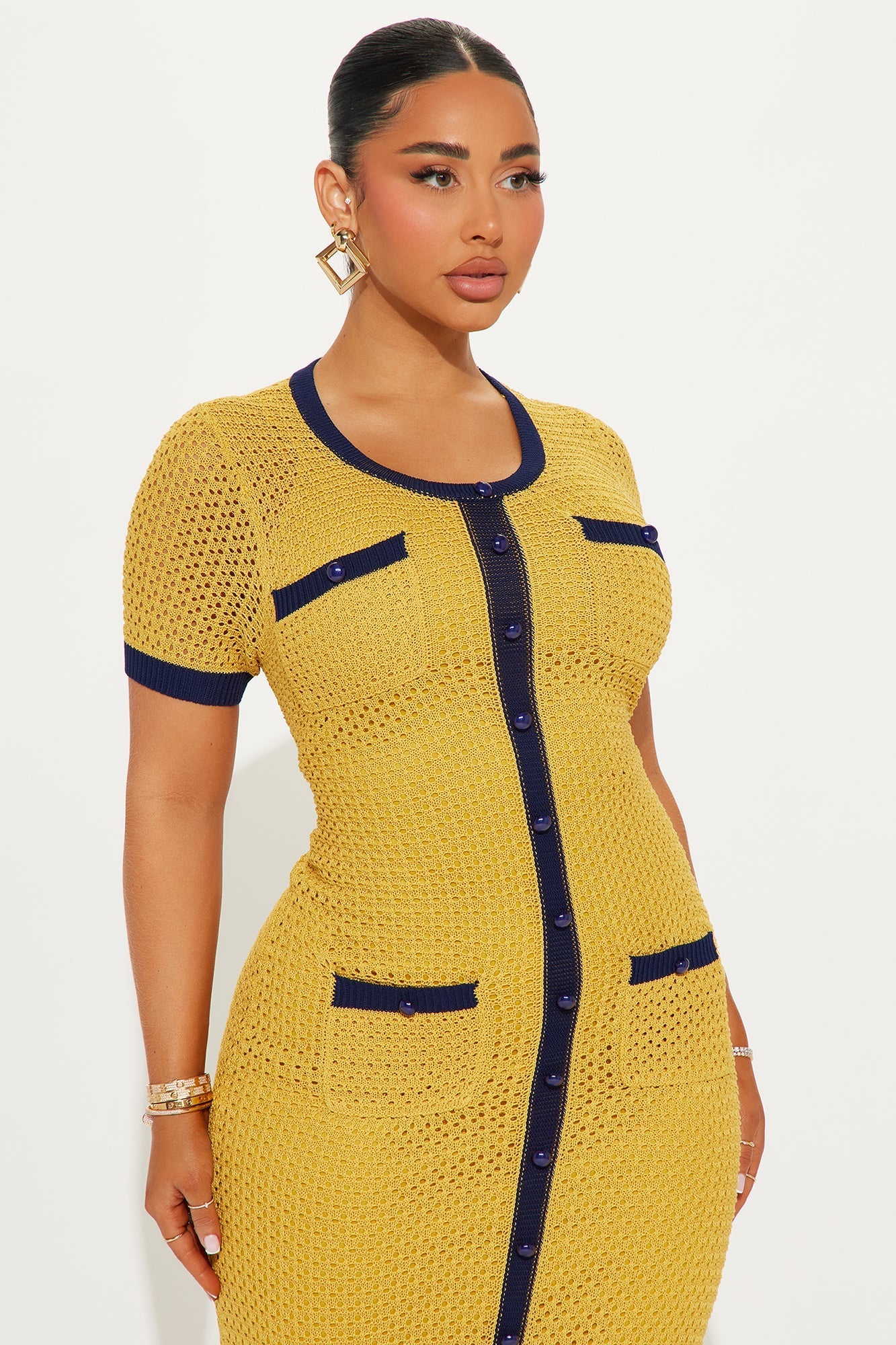 Elena Crochet Maxi Dress - Mustard/combo