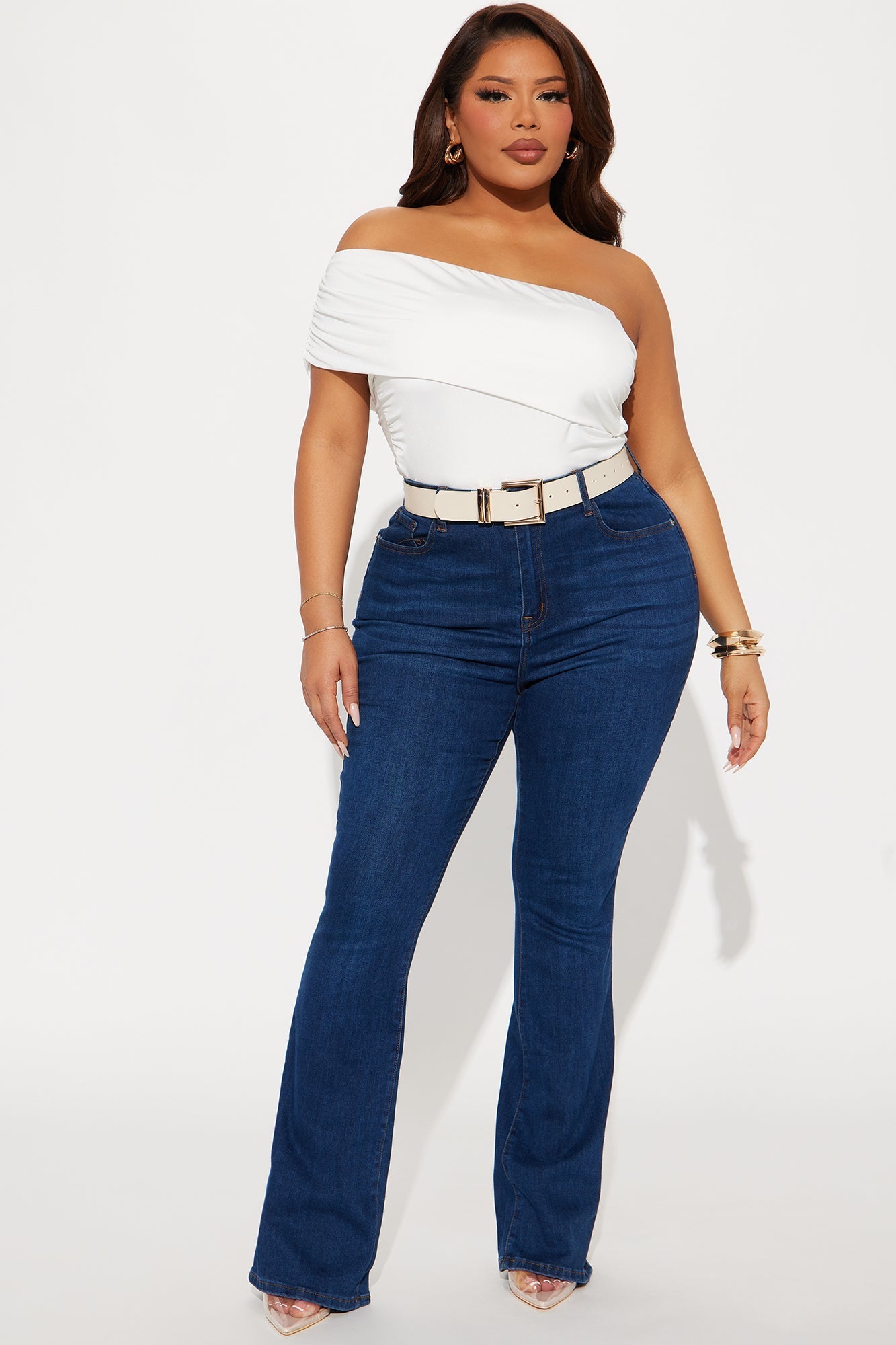 Reese Off Shoulder Ruched Bodysuit - Ivory