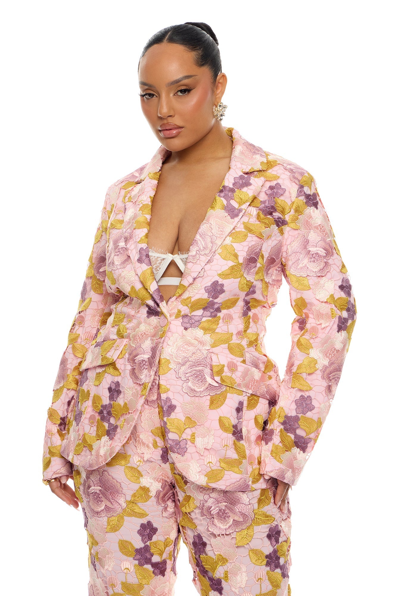 Lucille Embroidered Blazer - Pink/combo