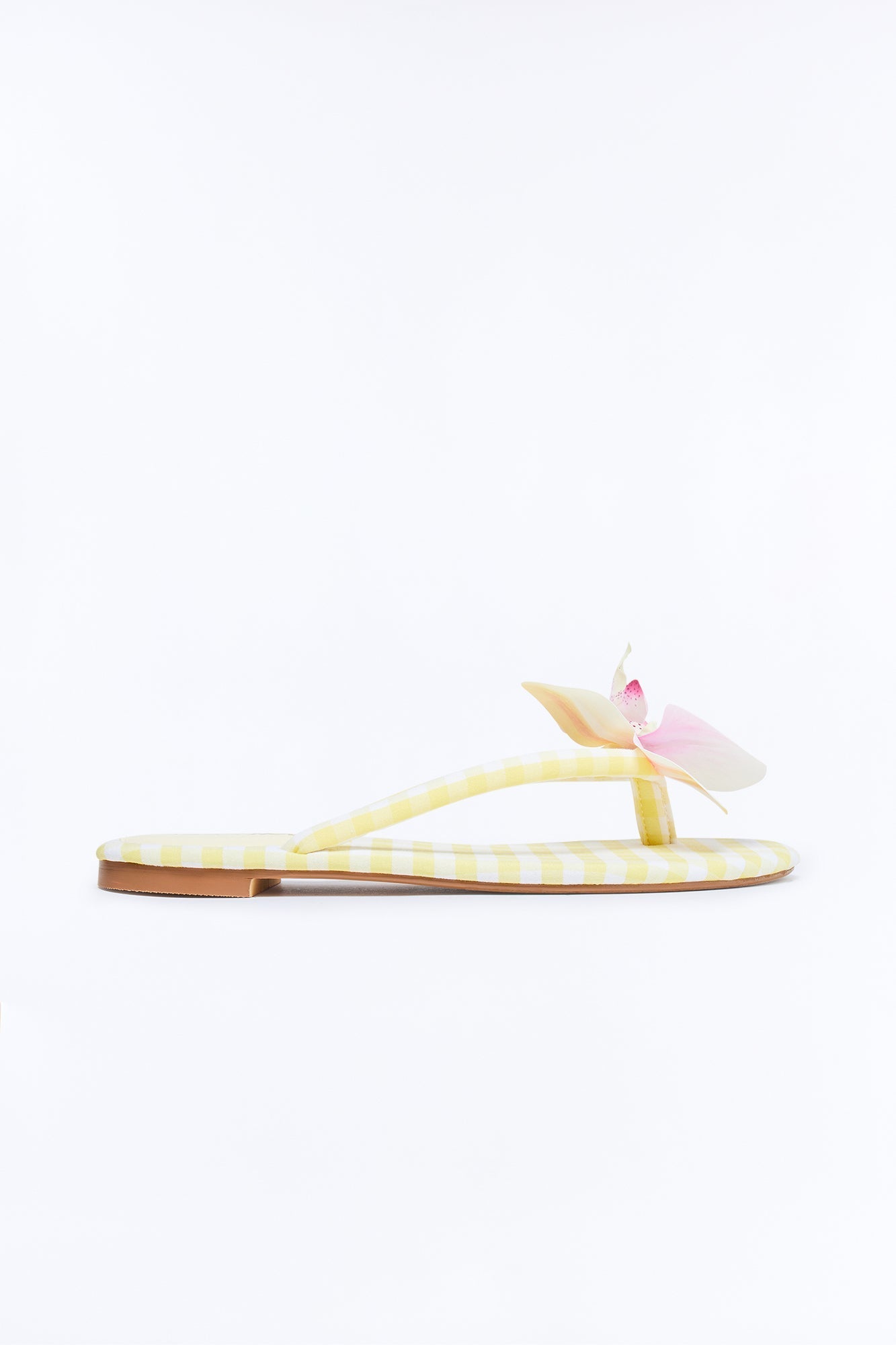Ashbie Flower Gingham Flip Flops - Yellow