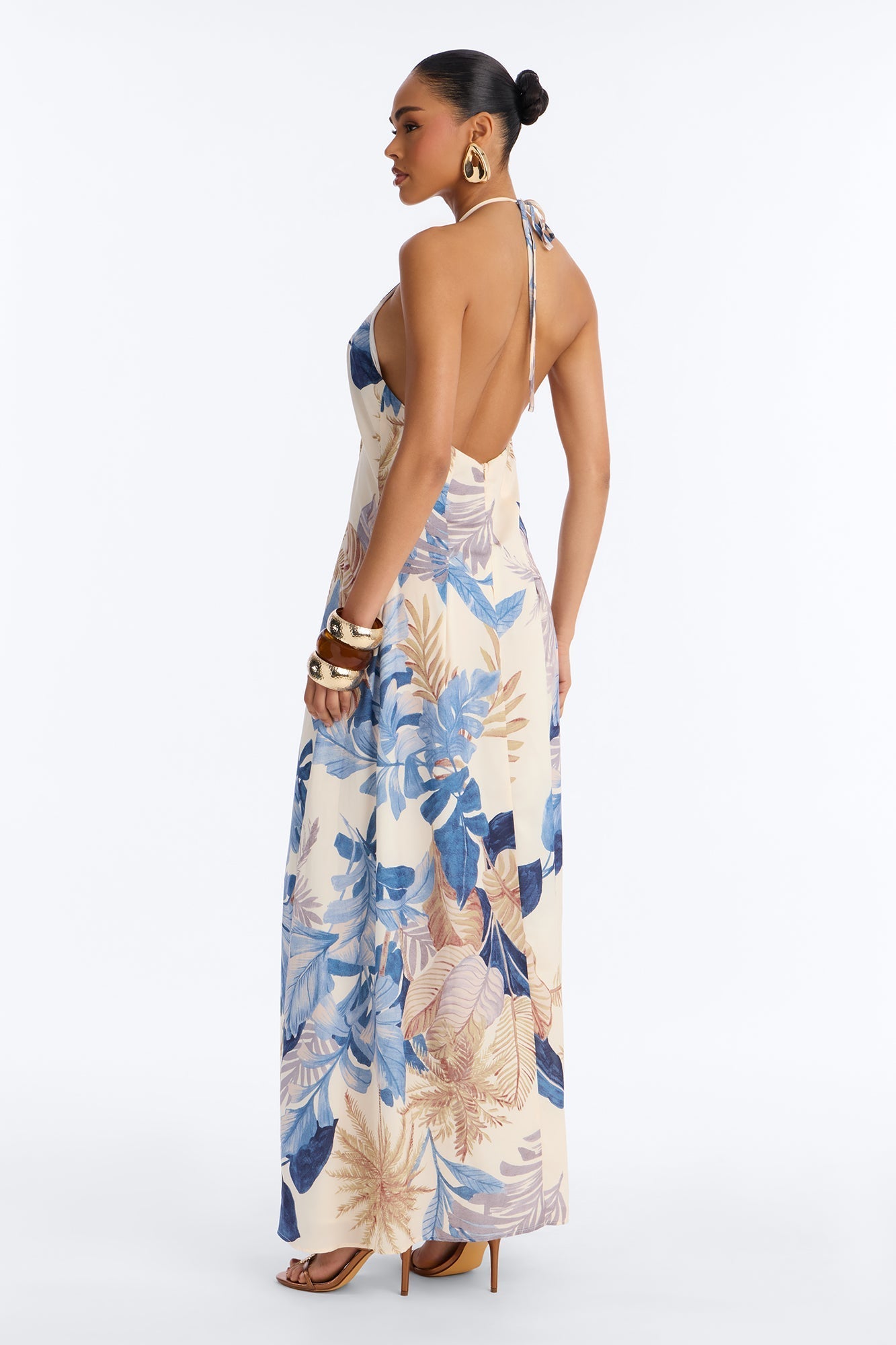 Maui Tropical Keyhole Maxi Dress - Blue/combo
