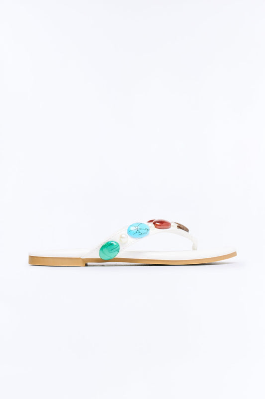 Addison Stone Flip Flops - White