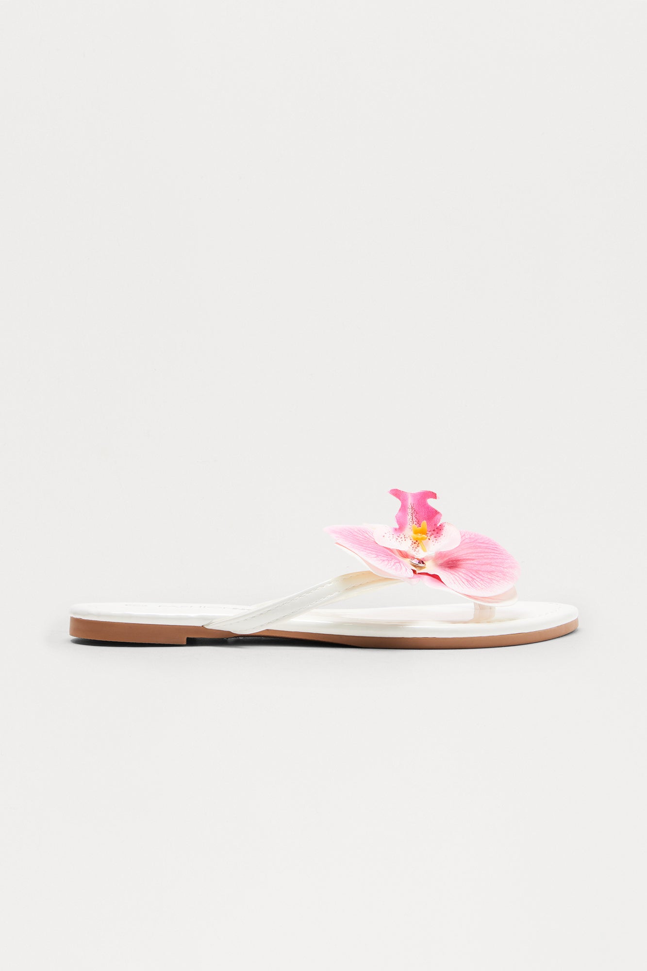 Aqua Flower Flip Flops - White