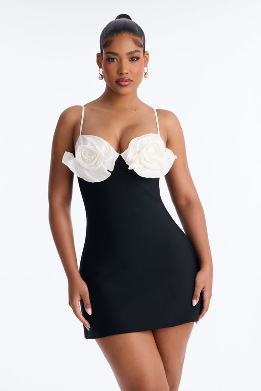 Talia Spaghetti Strap Bandage Mini Dress - Black/White