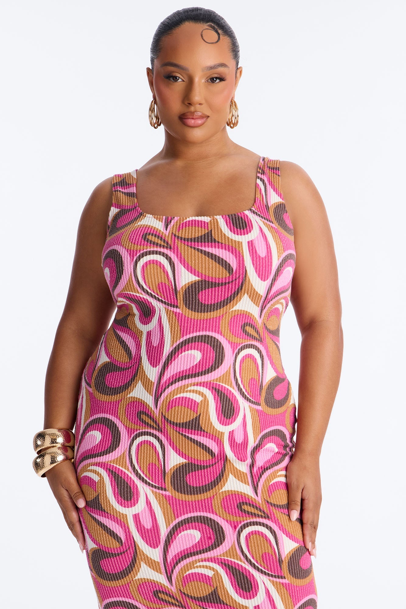 Valentina Ribbed Maxi Dress - Magenta/combo