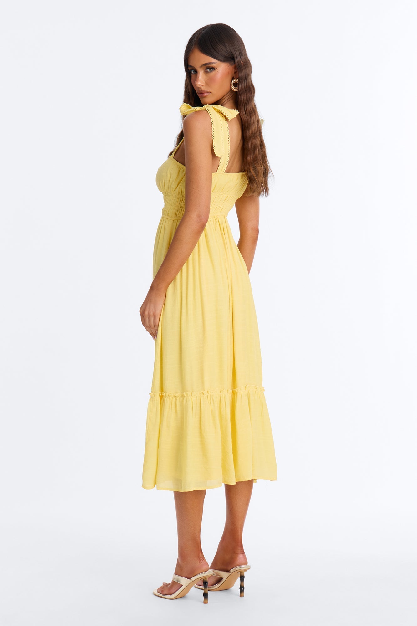 Greta Poplin Midi Dress - Yellow