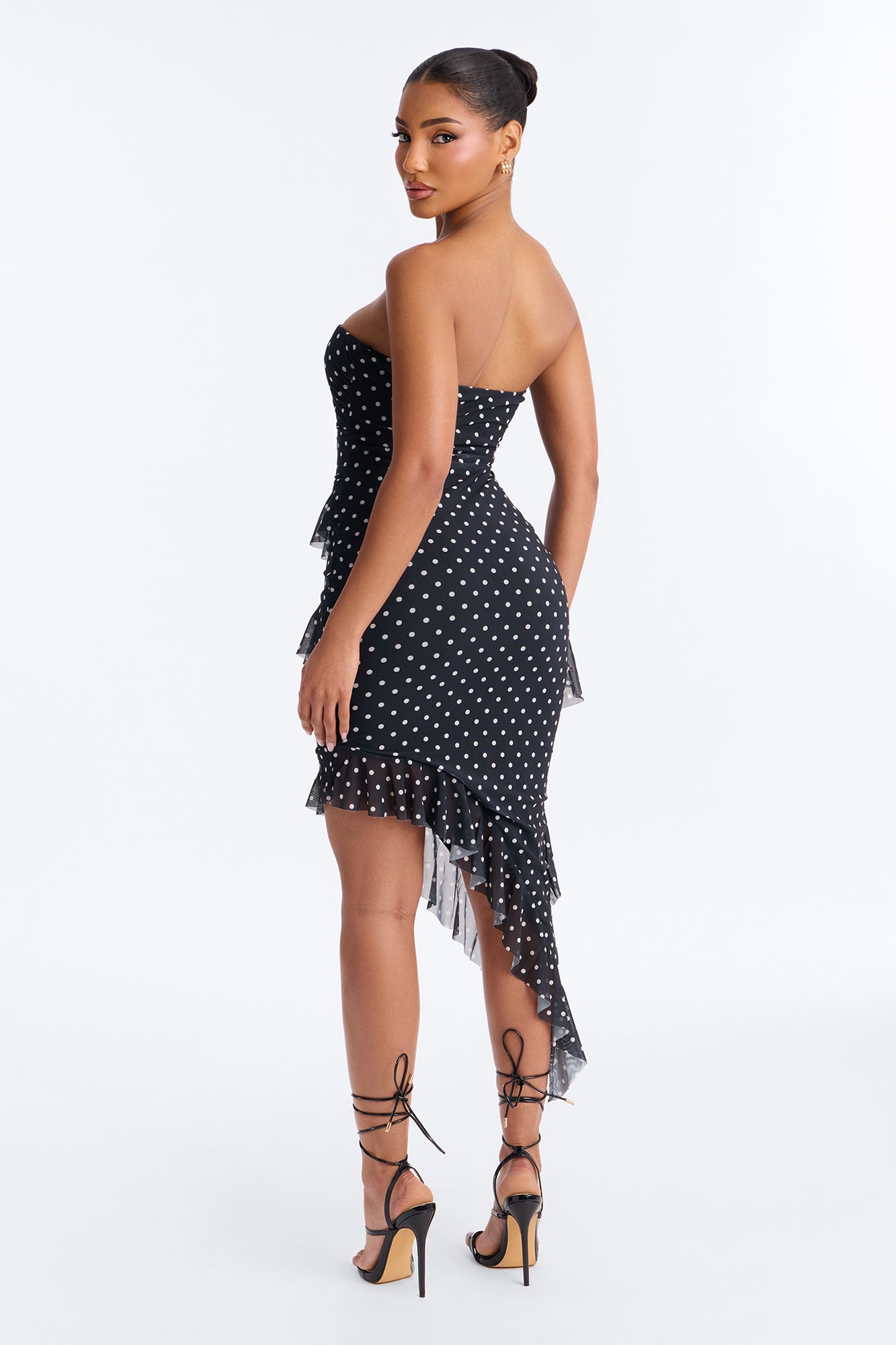 Presley Strapless Mesh Mini Dress - Black/White