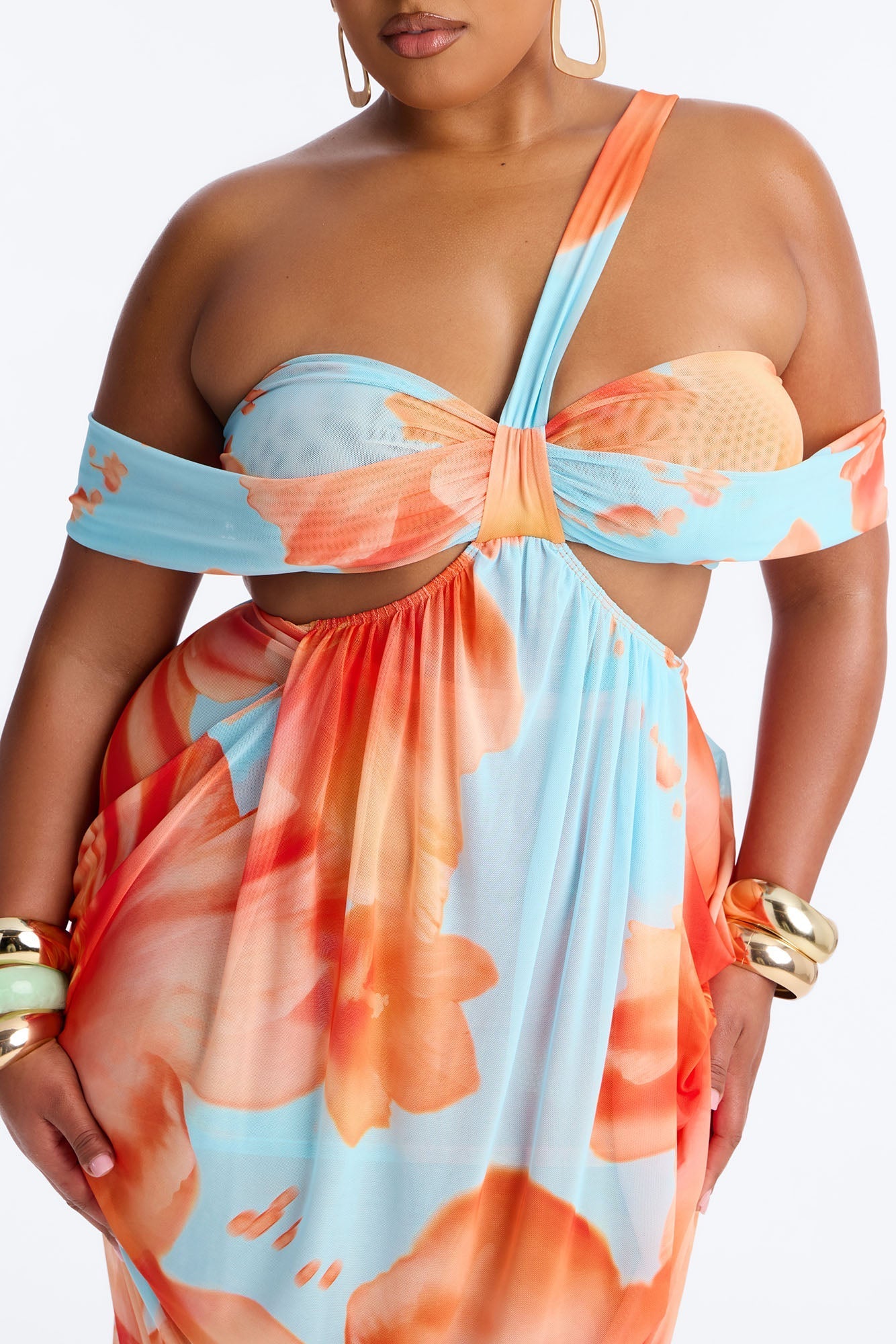 She Gets Her Way Mesh Maxi Dress - Blue/combo