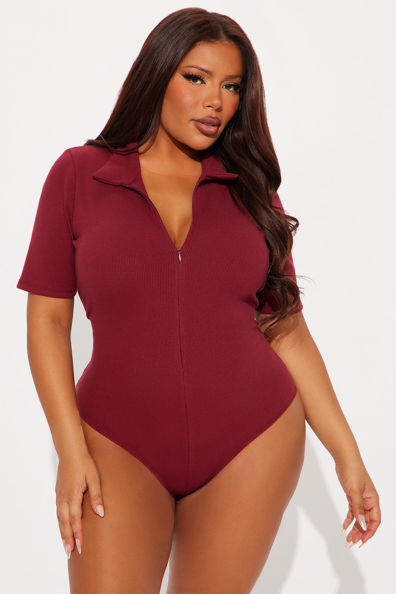 Hustle And Grind Short Sleeve Bodysuit - Burgundy