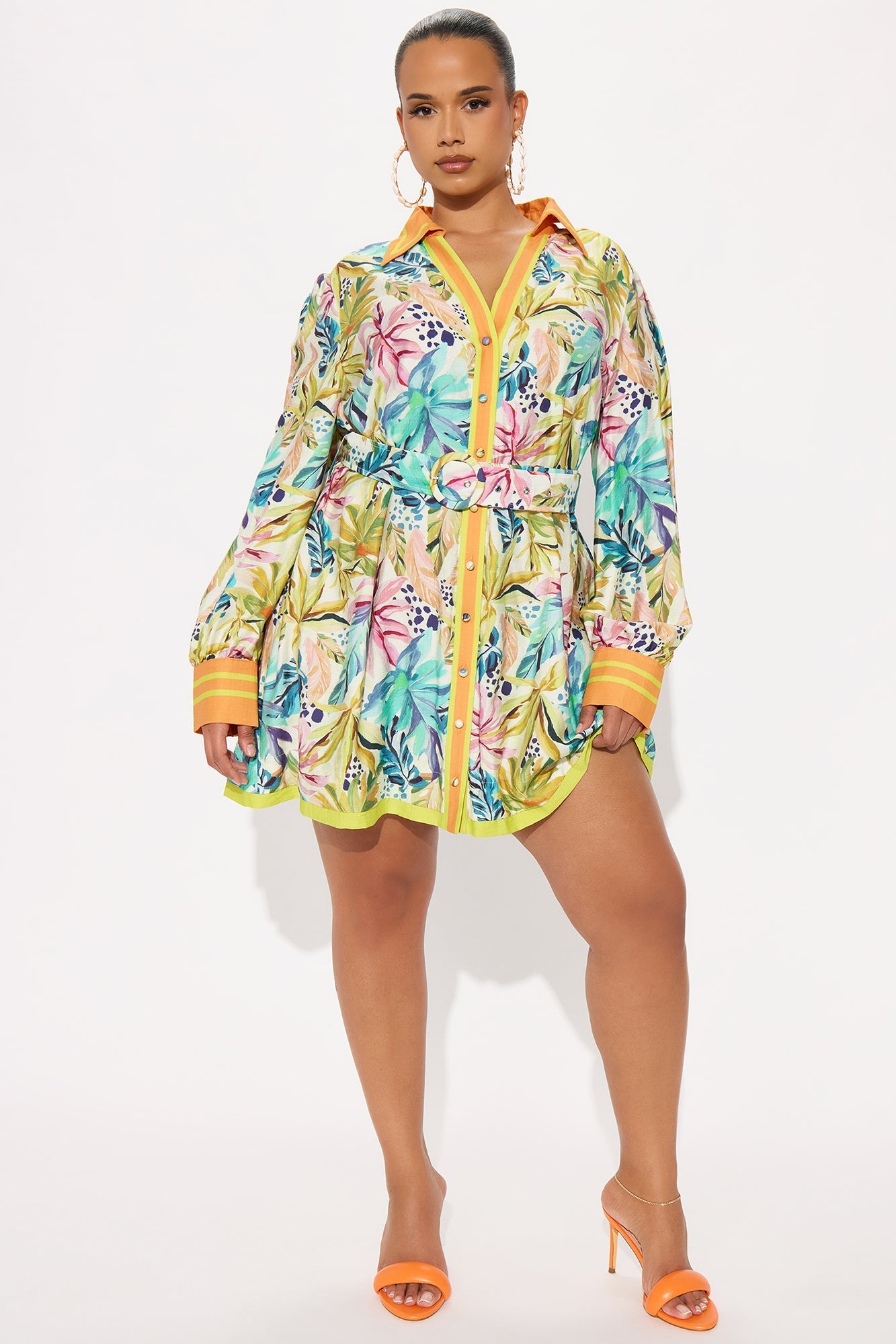 Coralie Belted Linen Micro Mini Dress - Multi Color