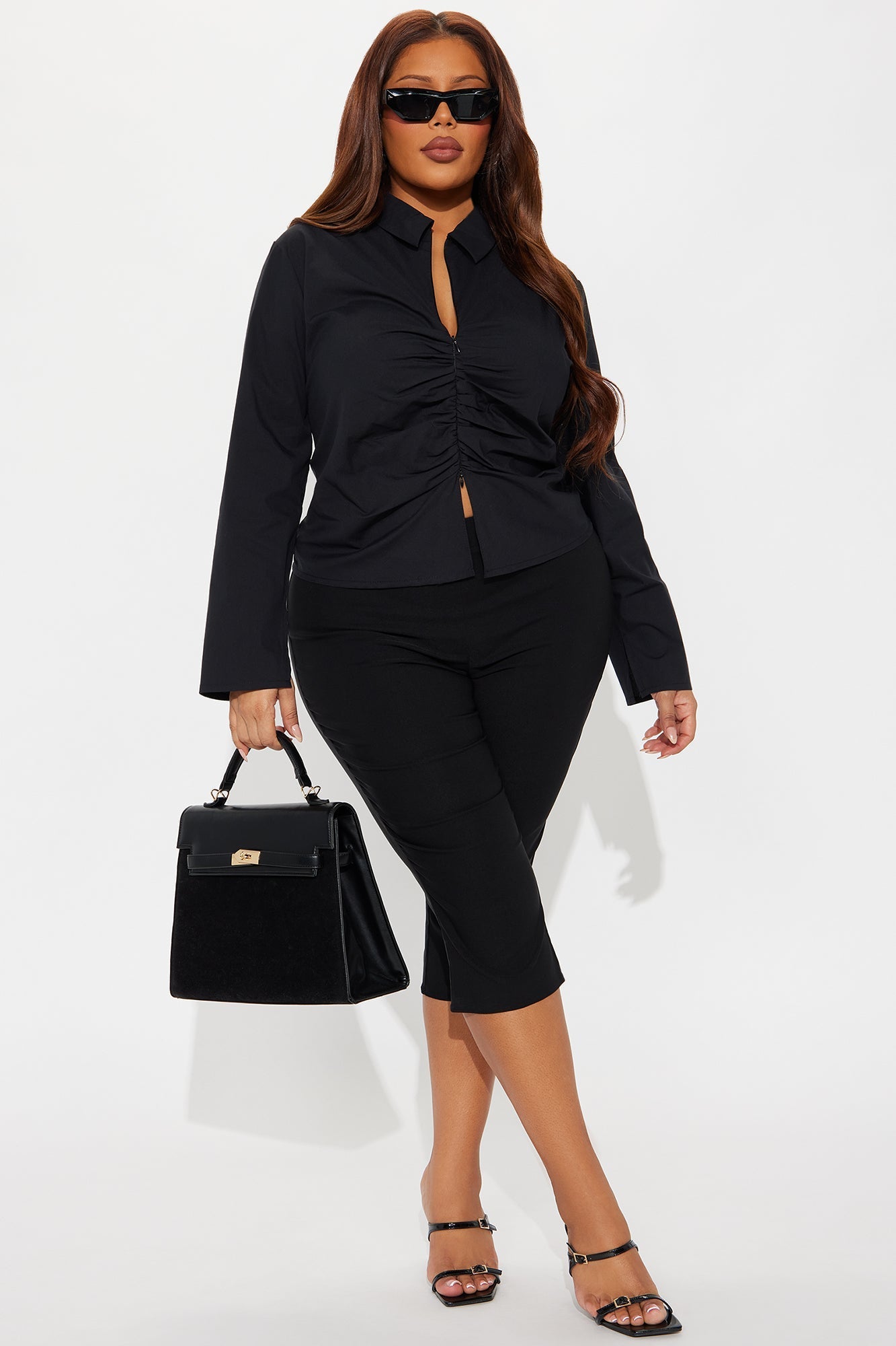 Mellowed Out Front Zip Poplin Shirt - Black