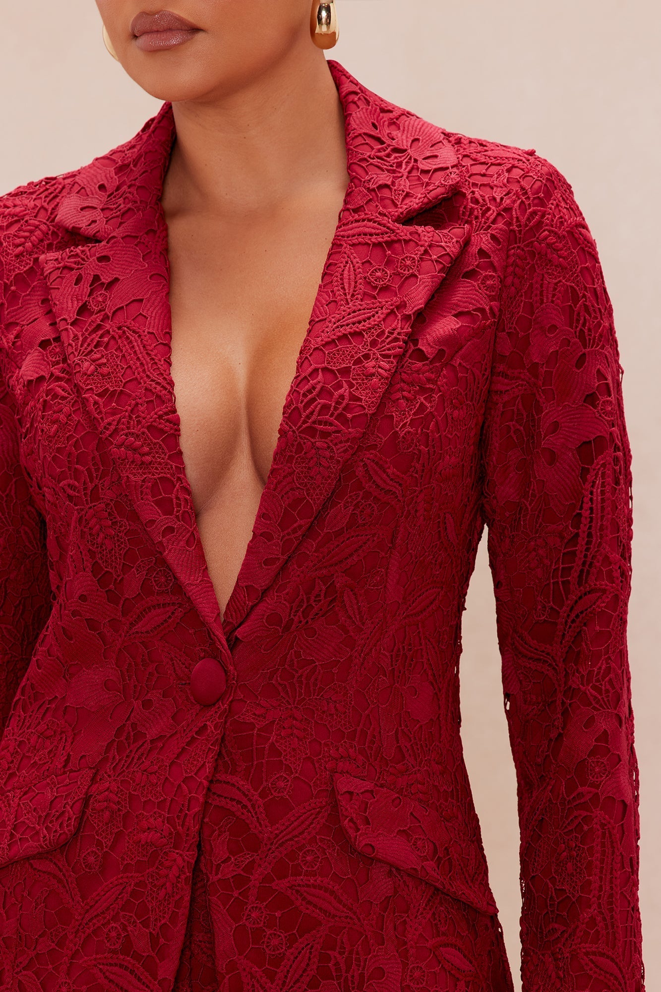 Brandi Lace Blazer - Burgundy