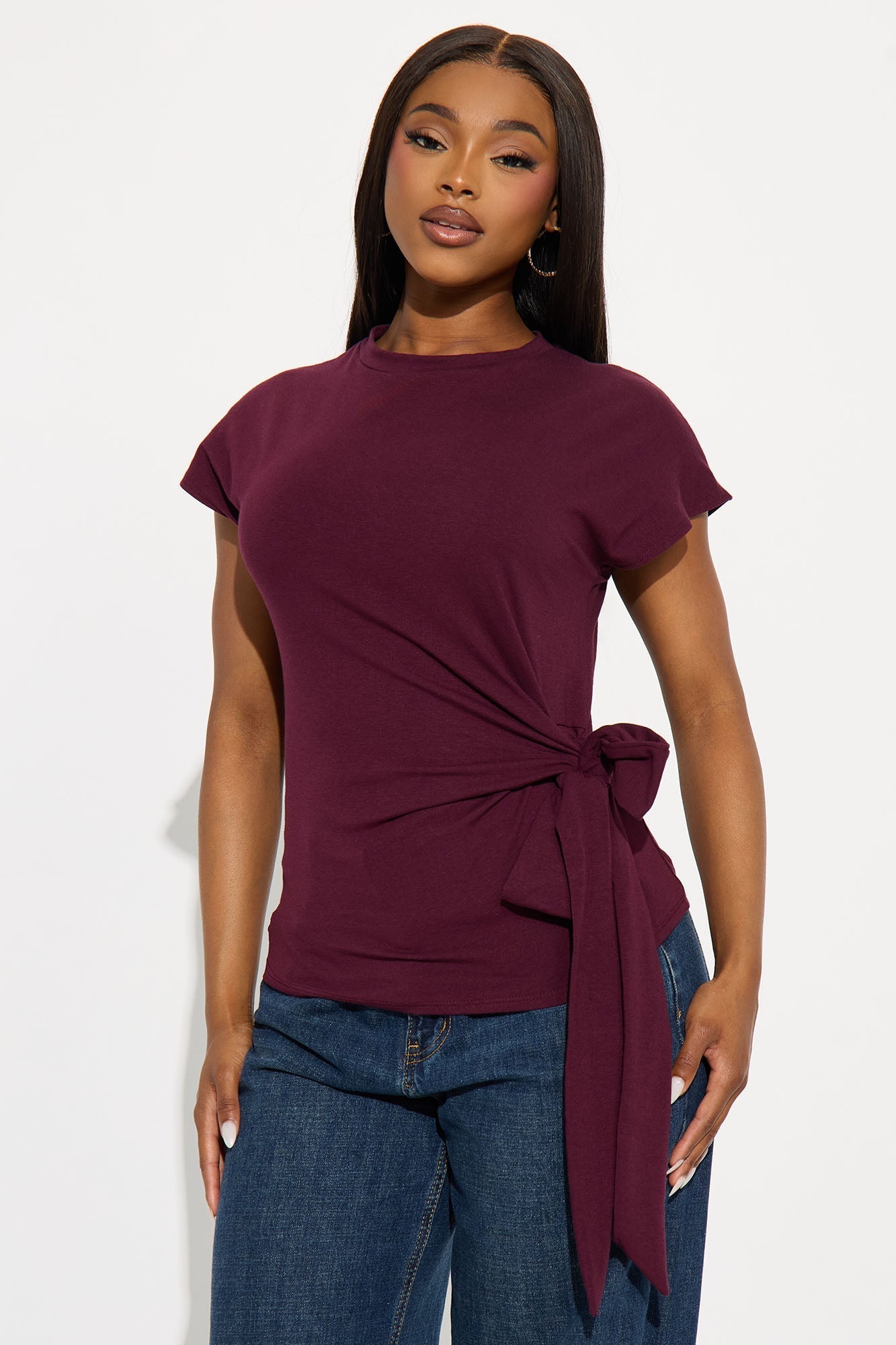 Penny Tie Waist Tshirt - Plum
