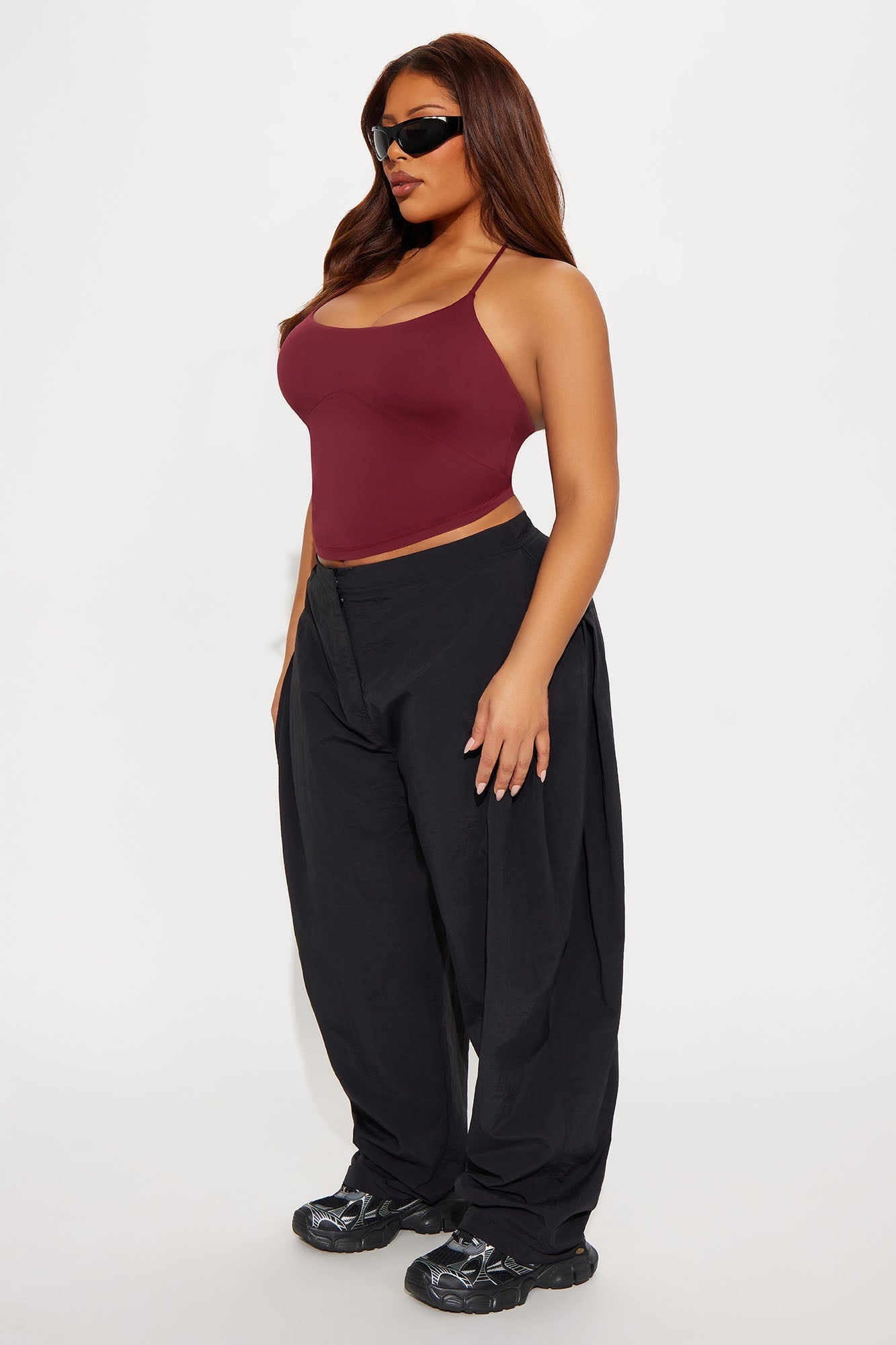 Second Skin Double Lined Cut Out Halter Top - Wine