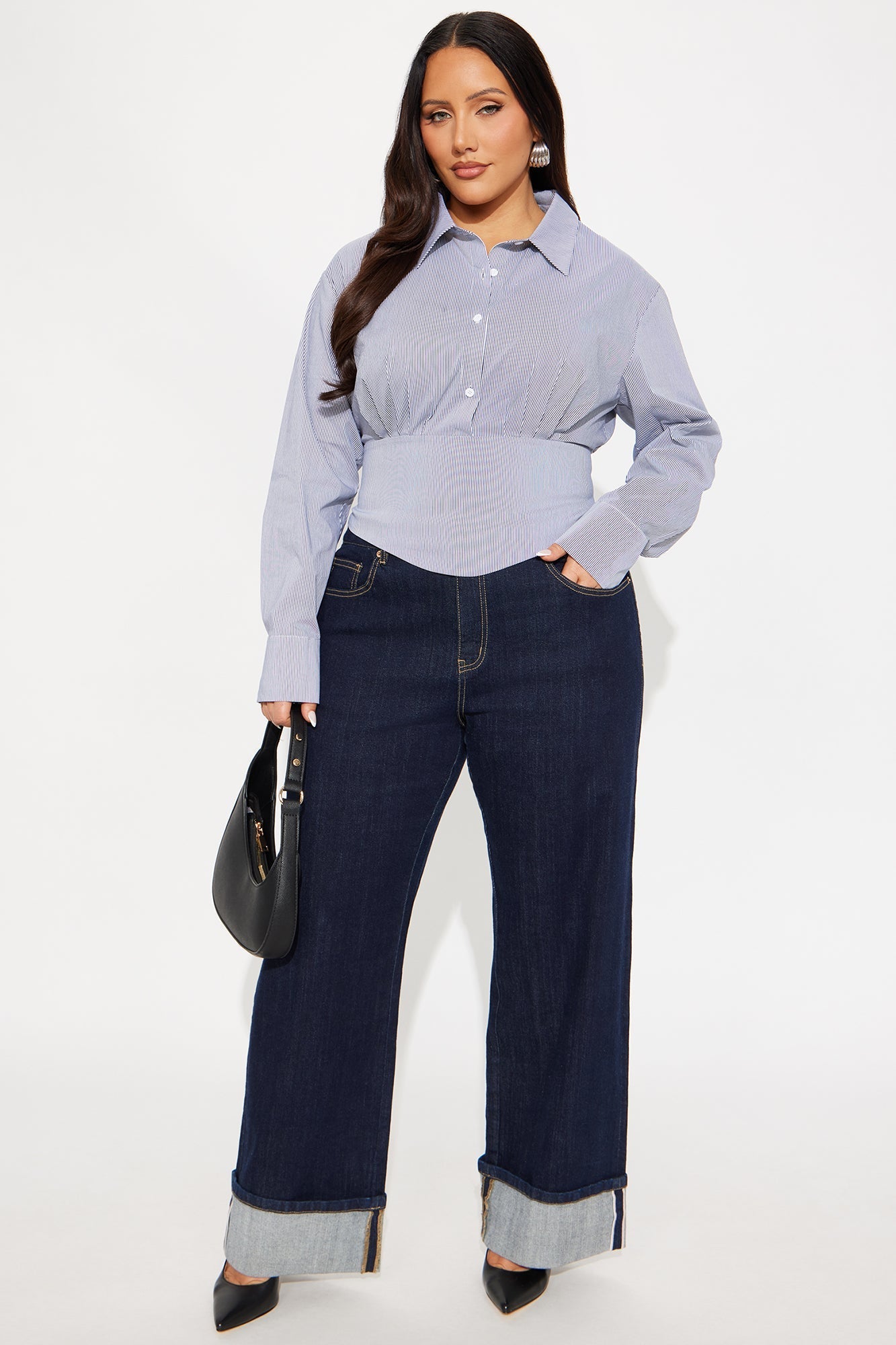 Harper Striped Poplin Shirt - Grey/combo