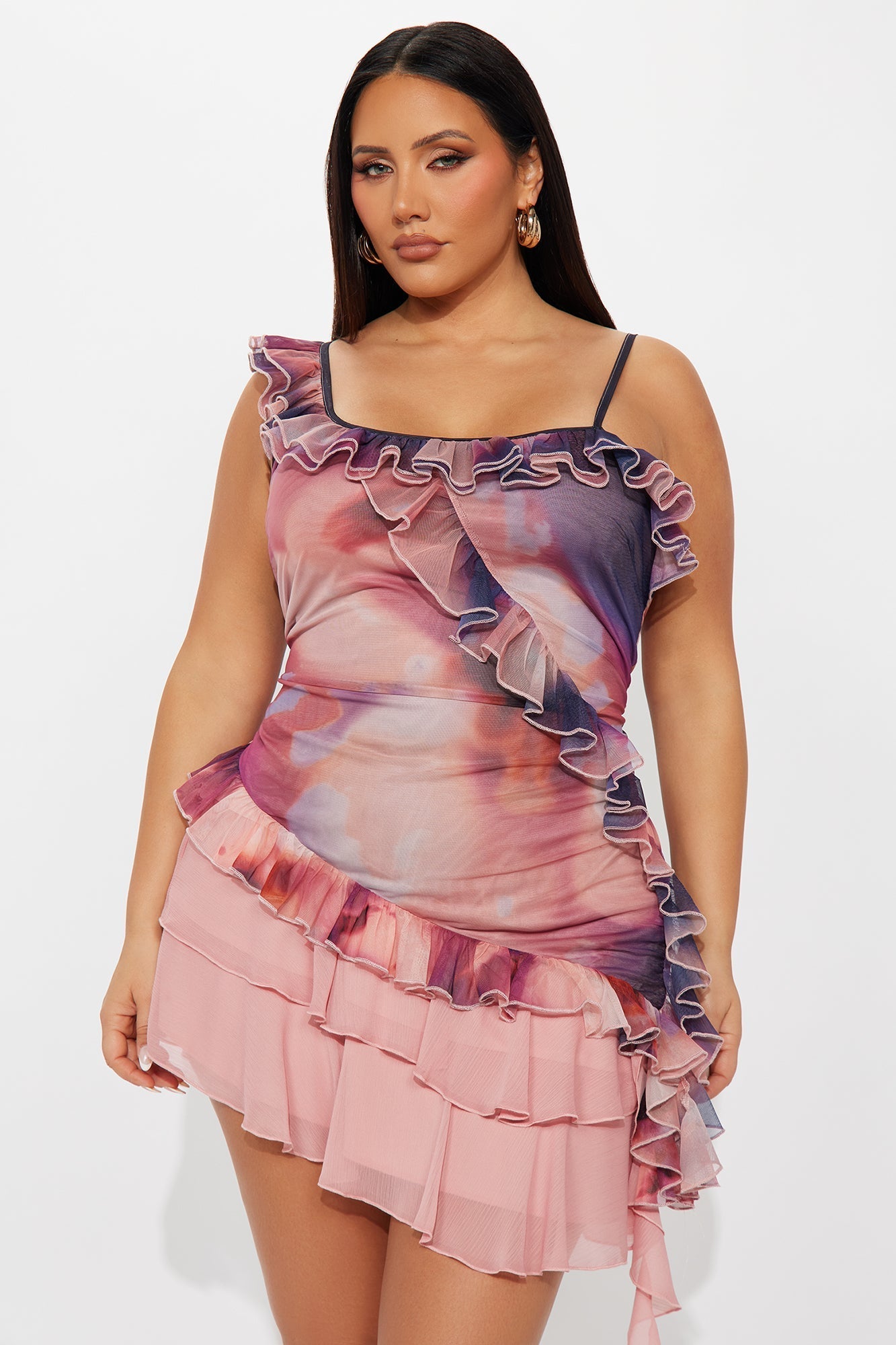 Asteria Mesh Off Shoulder Ruffle Top - Black/combo