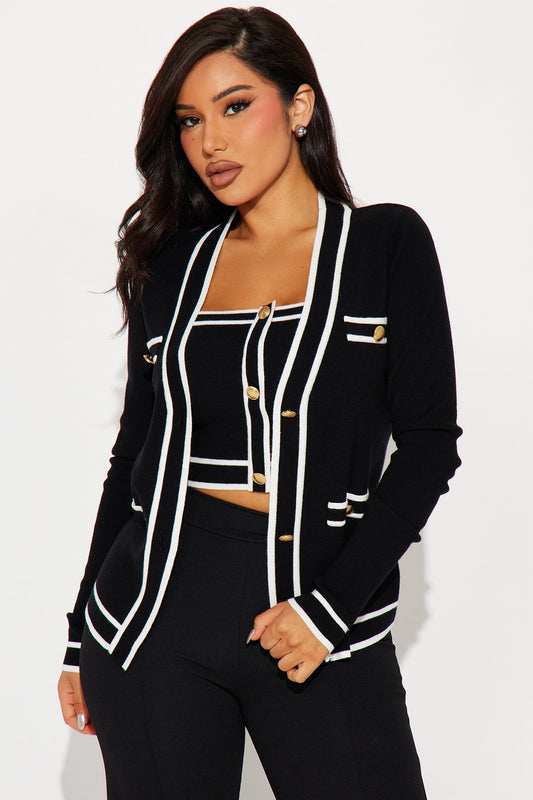 Lunch In Paris 2 Piece Sweater - Black/White