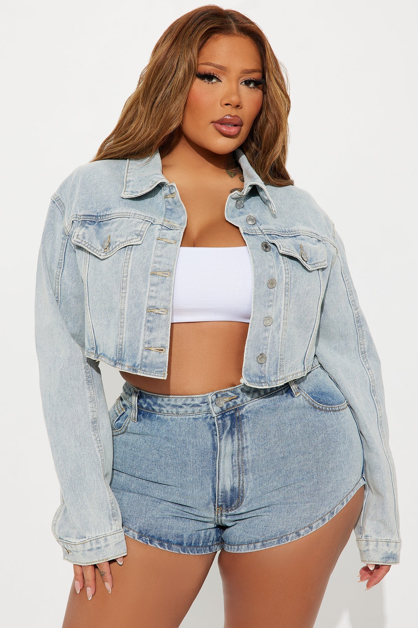 Can't Move On Cropped Denim Jacket - Light Wash