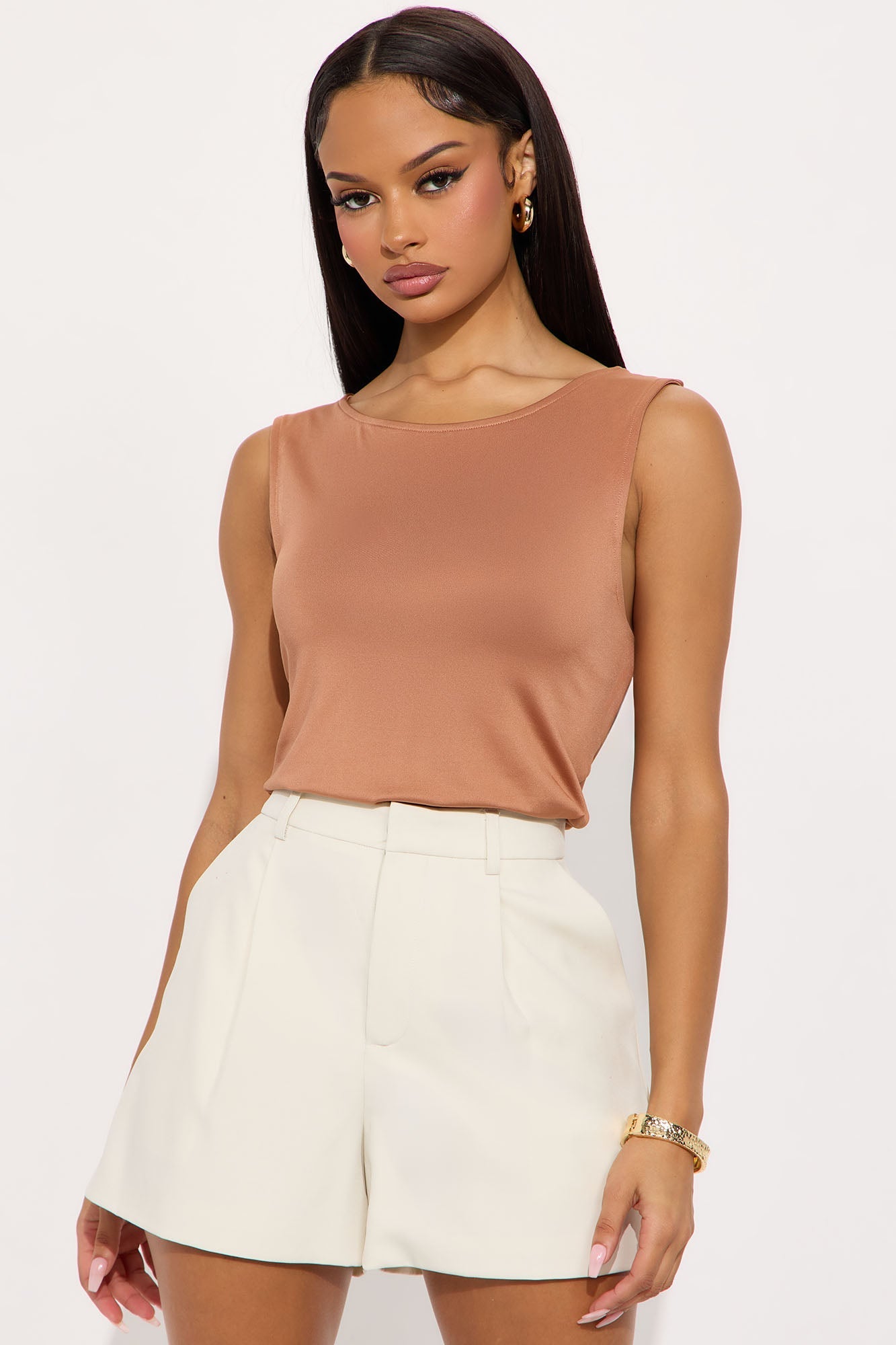 Teagan Cowl Neck Top - Mocha