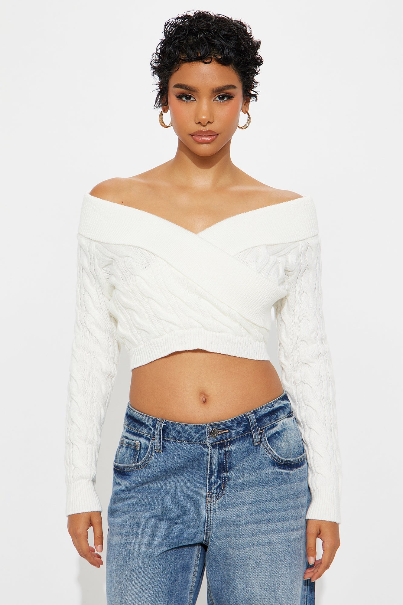 Doing My Best Cropped Sweater - Ivory