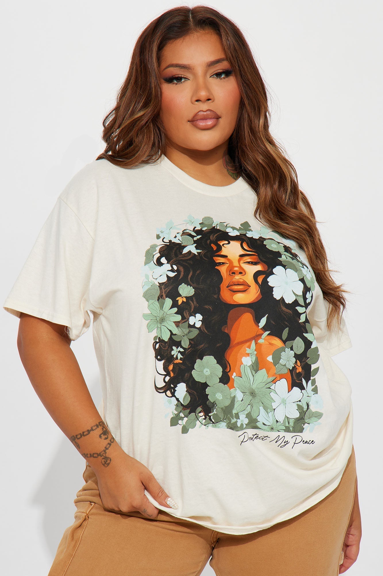 Protect My Peace Graphic Tee - Natural/Combo