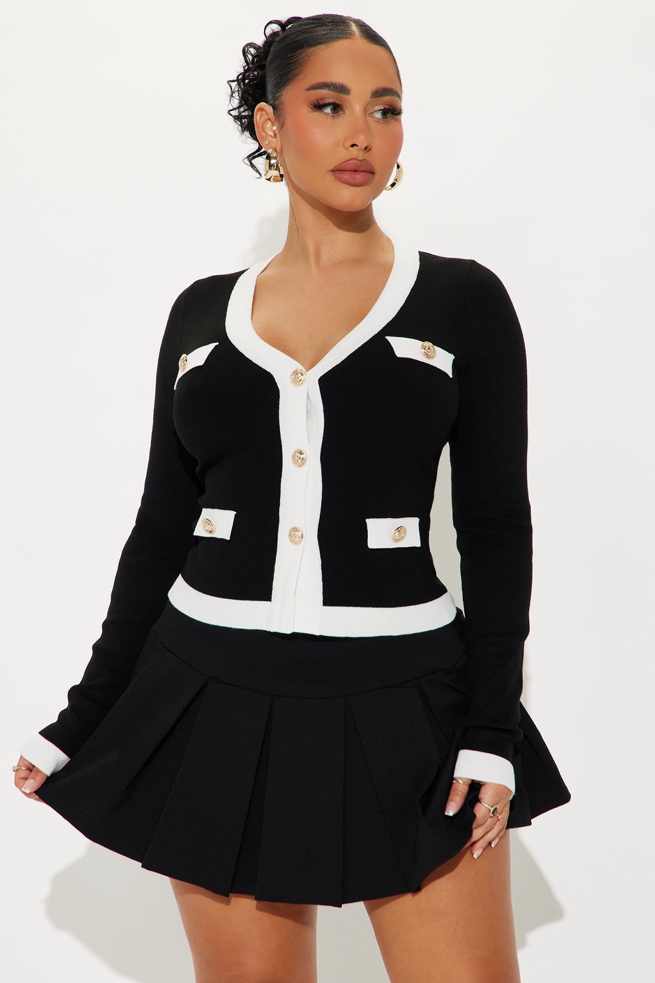 Afternoon Brunch Cardigan - Black/White