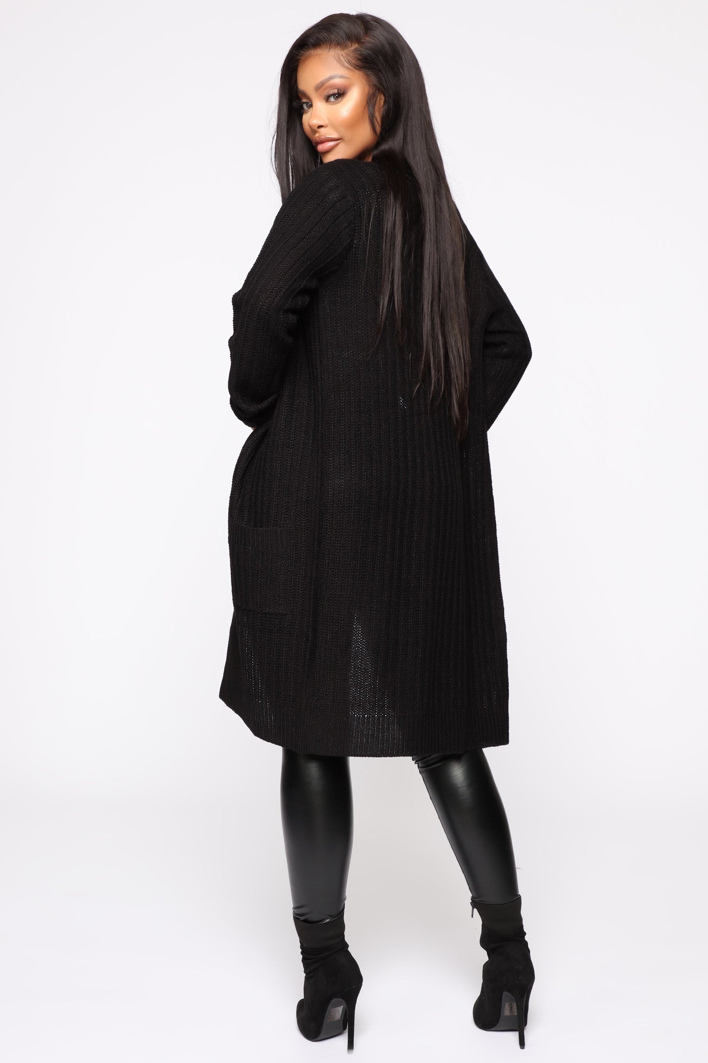 Throw It On Ribbed Cardigan - Black