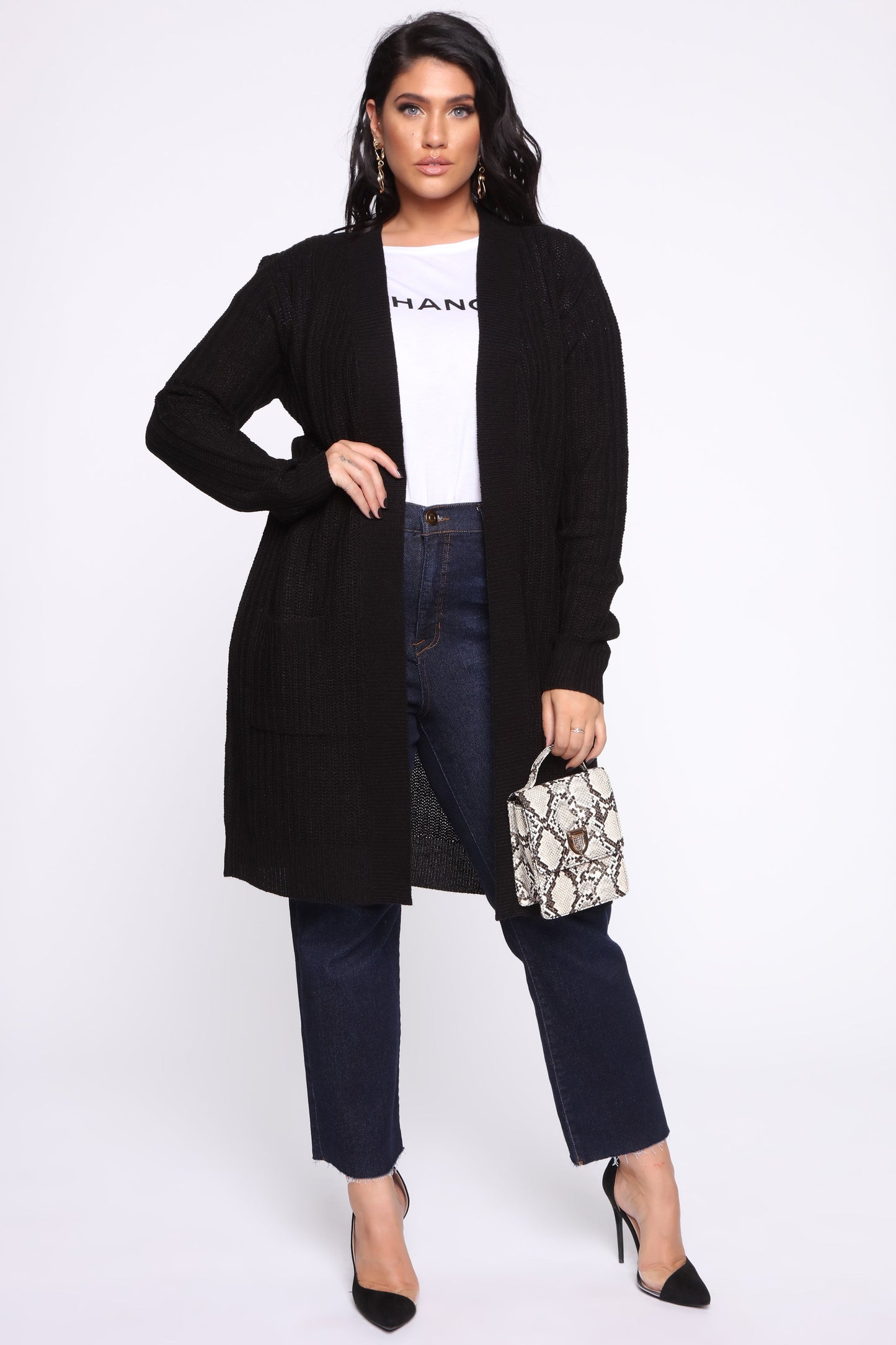 Throw It On Ribbed Cardigan - Black