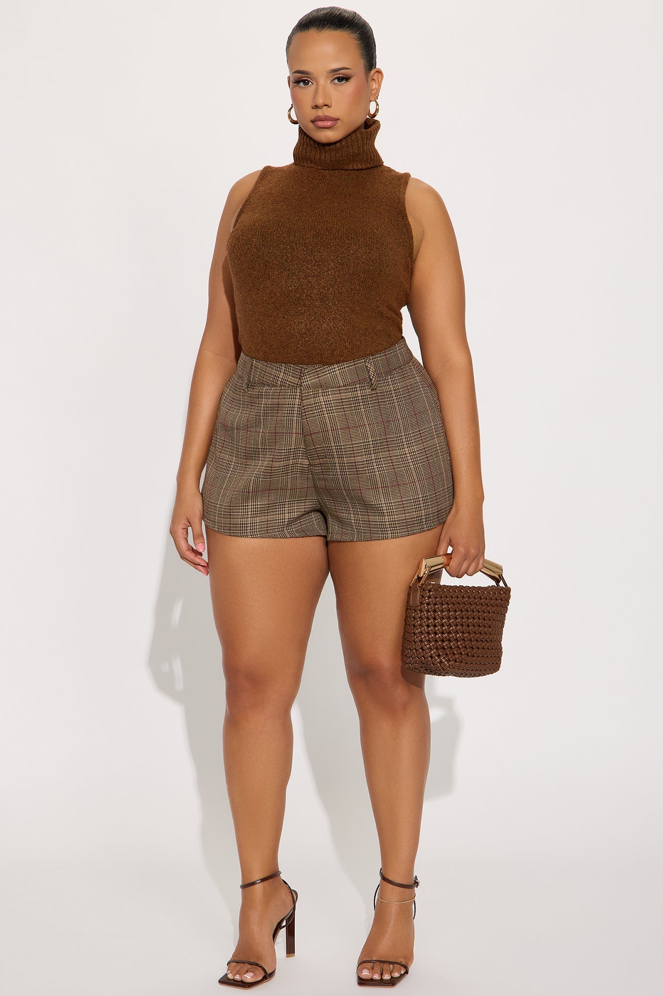 Fall Fling Turtle Neck Sweater Top - Chocolate