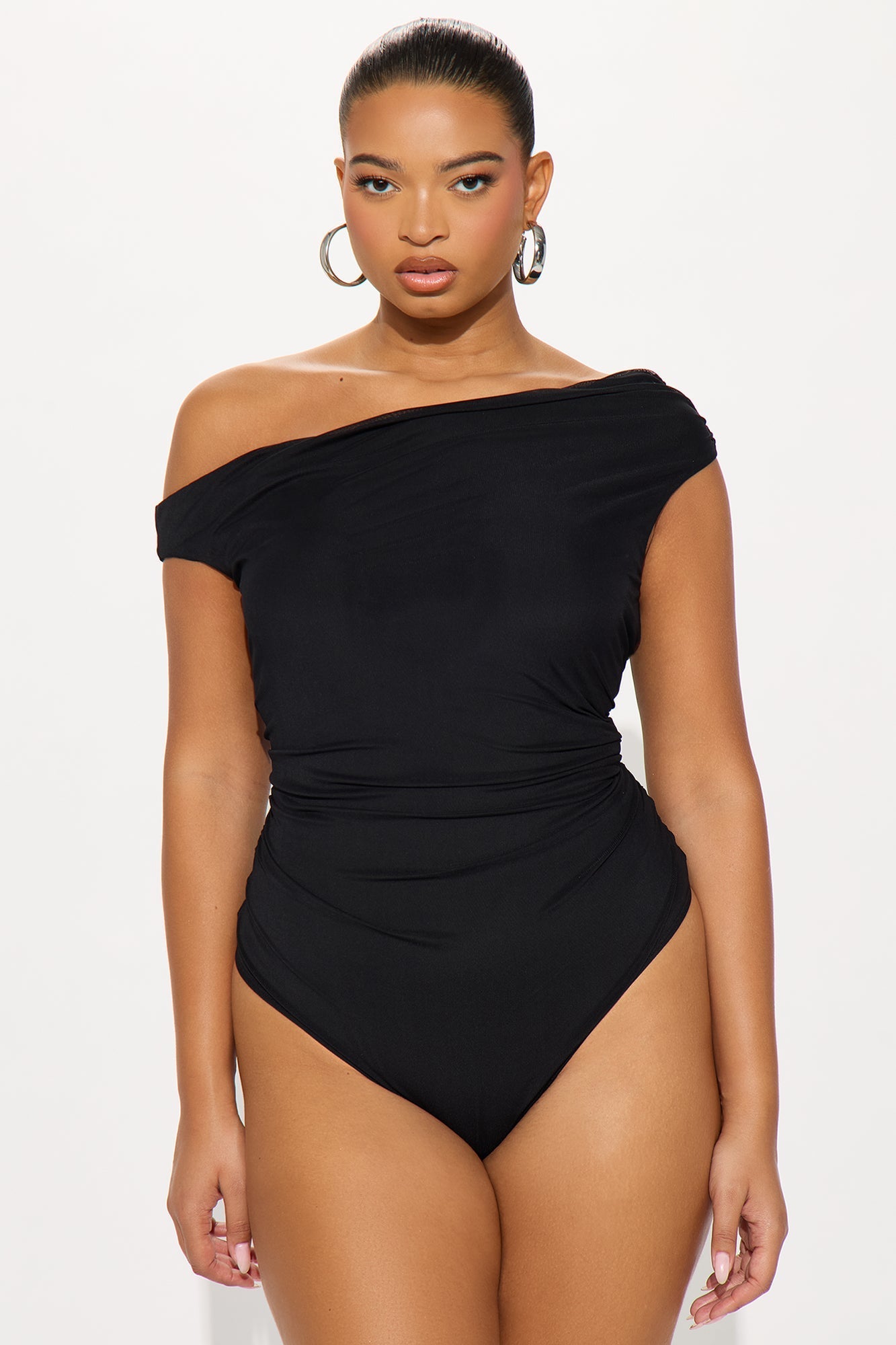 Vivienne Mesh Solid Bodysuit - Black
