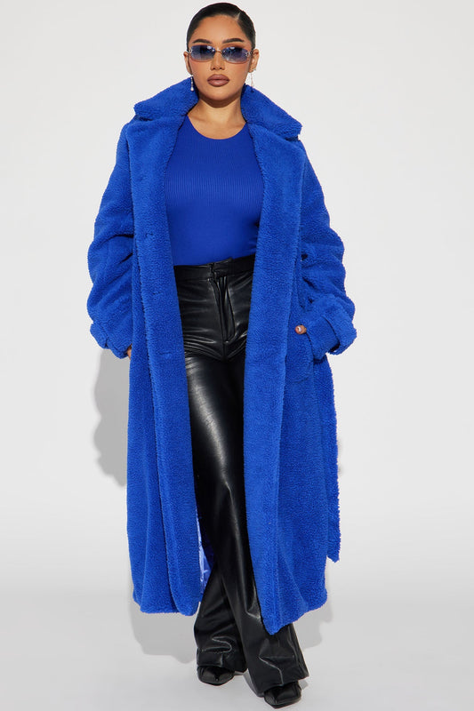 Treat Yourself Sherpa Coat - Royal