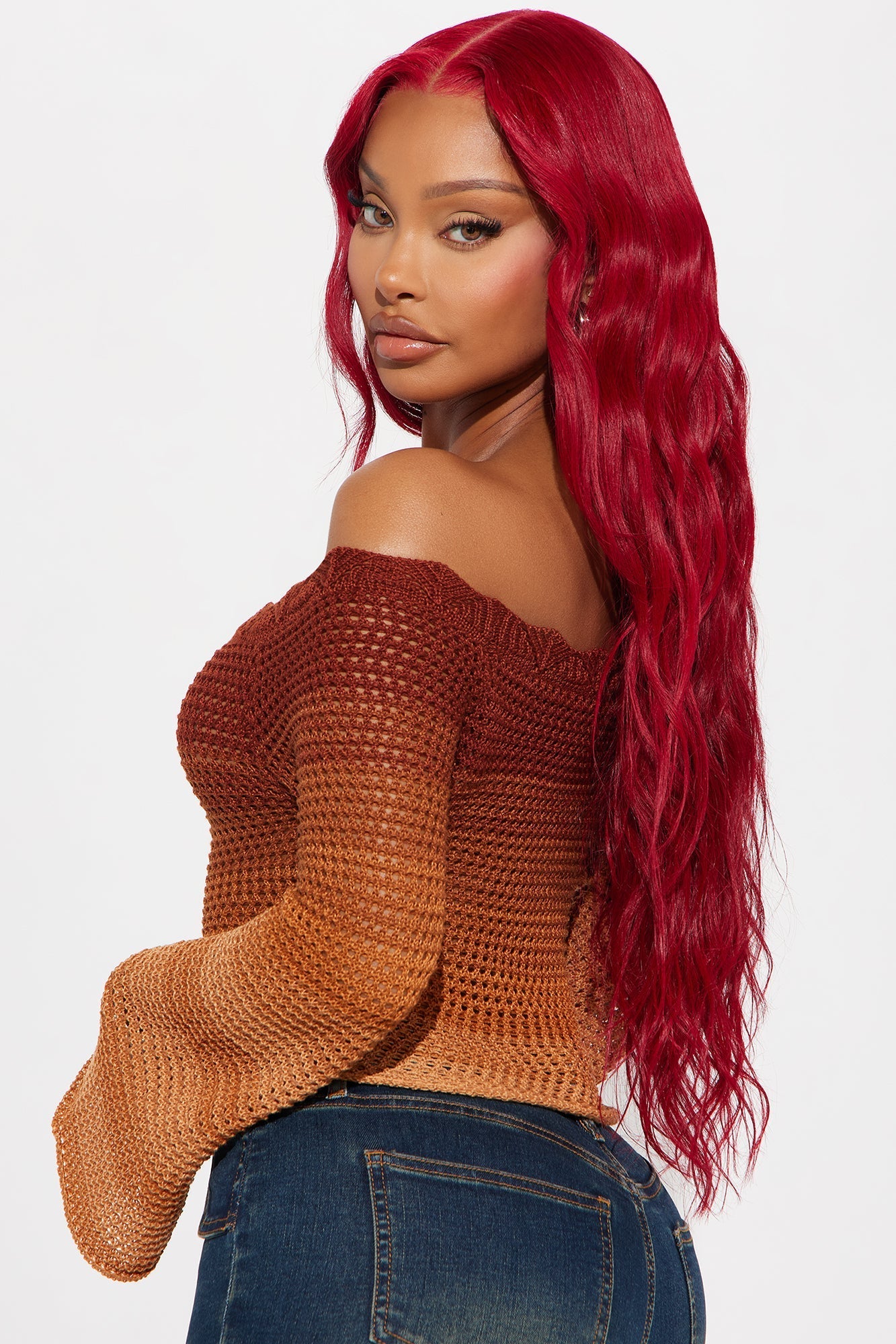 Summer Sunsets Off Shoulder Crochet Top - Brown/combo