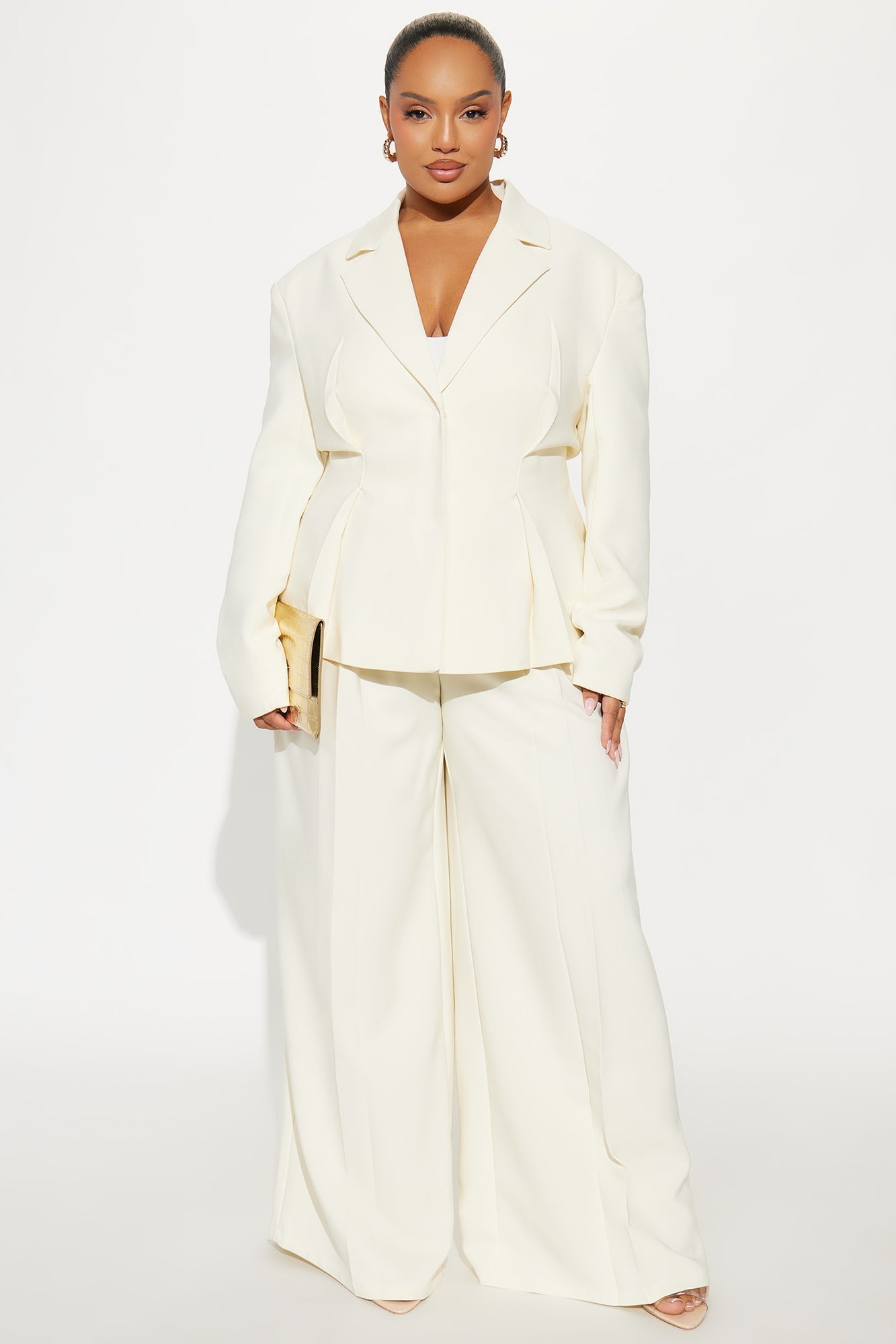 Luxe Living Pleated Blazer - Ivory