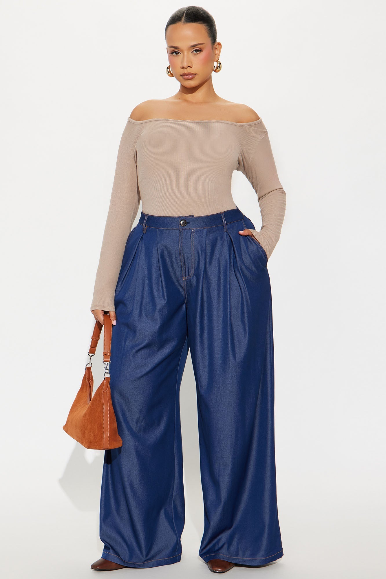 The Perfect Moment Chambray Wide Leg Pant 33 - Dark Wash
