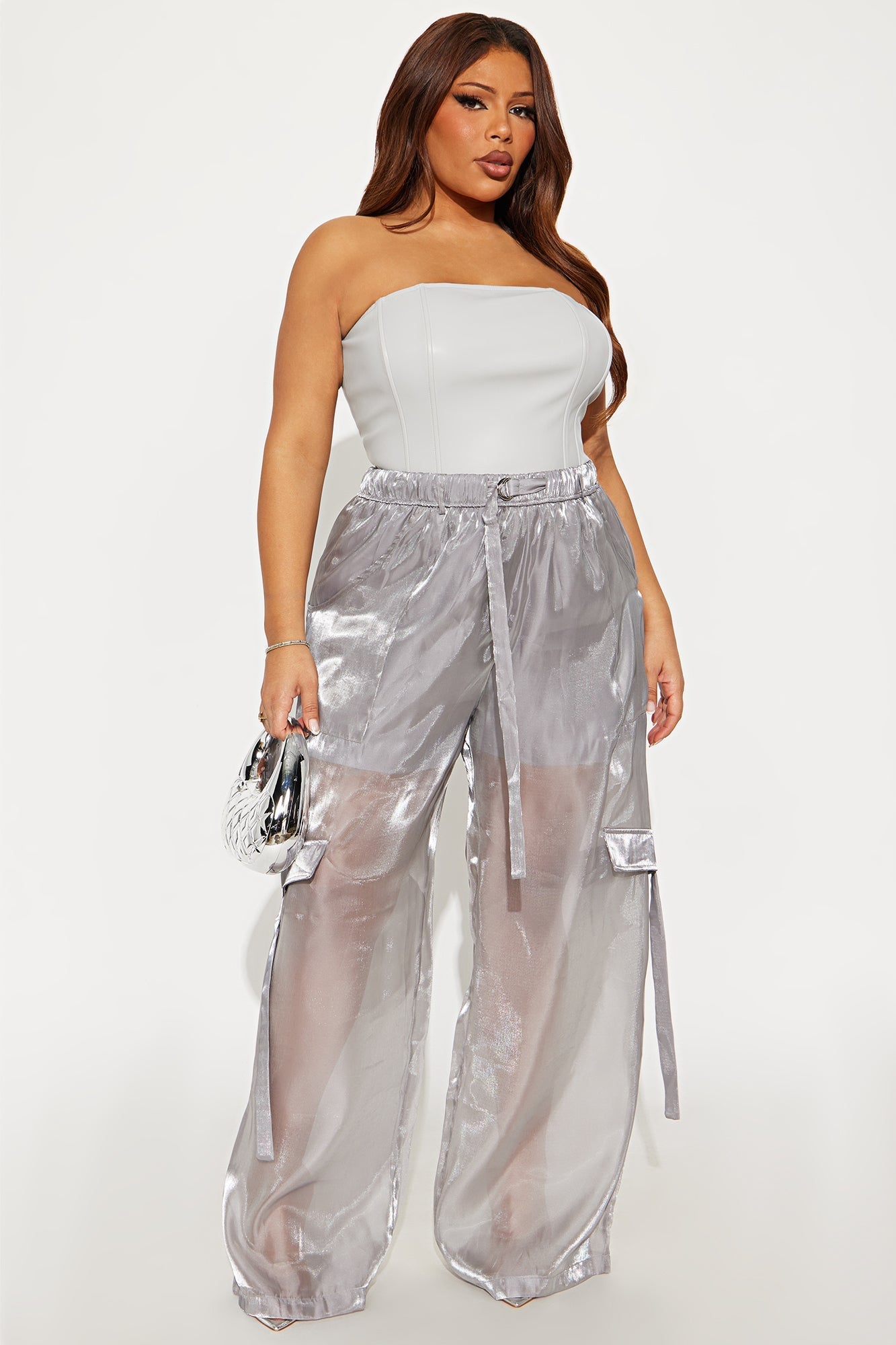 All Eyes On Me Organza Wide Leg Pant 33 - Silver