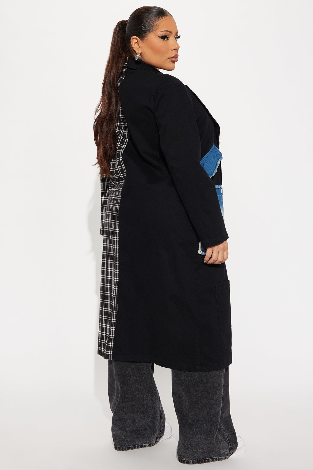 Patched Up In New York Long Blazer - Black/combo