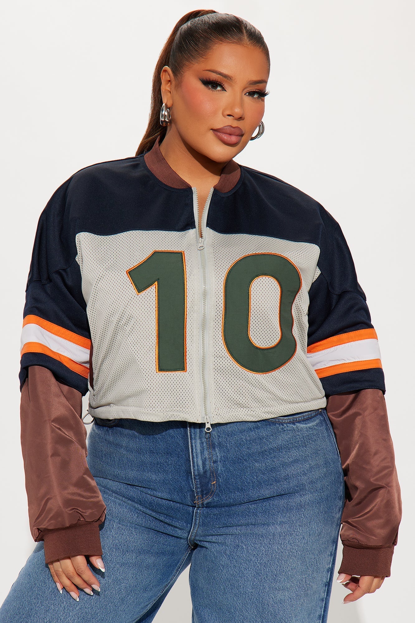 Carmela Racer Windbreaker Jacket - Navy/combo