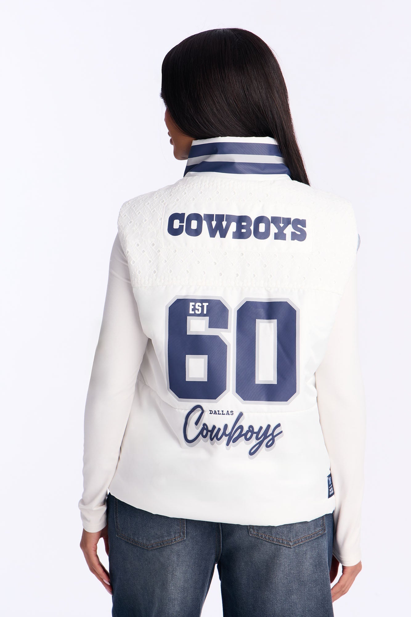 NFL Cowboys Fan Puffer Vest - White