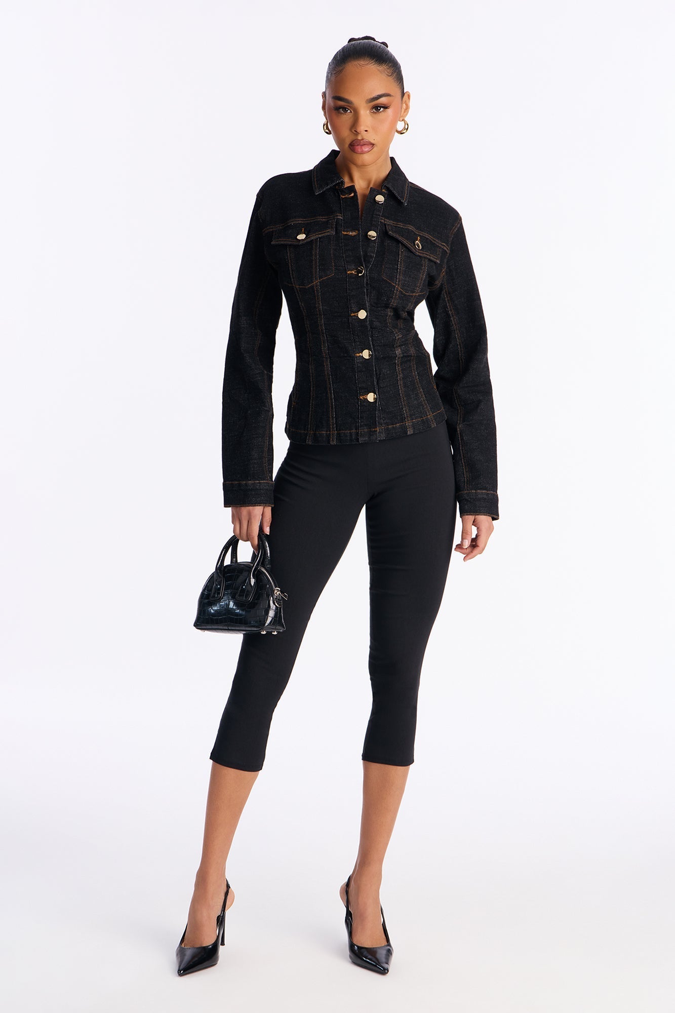 Dearest Darling Shaped Denim Jacket - Black Wash