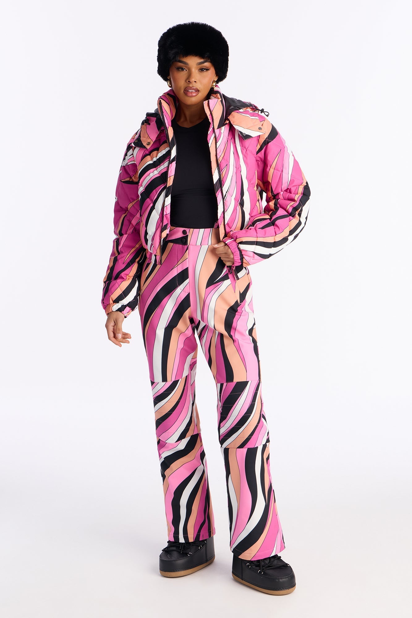 Snow Days Quilted Puffer Jacket - Pink/combo